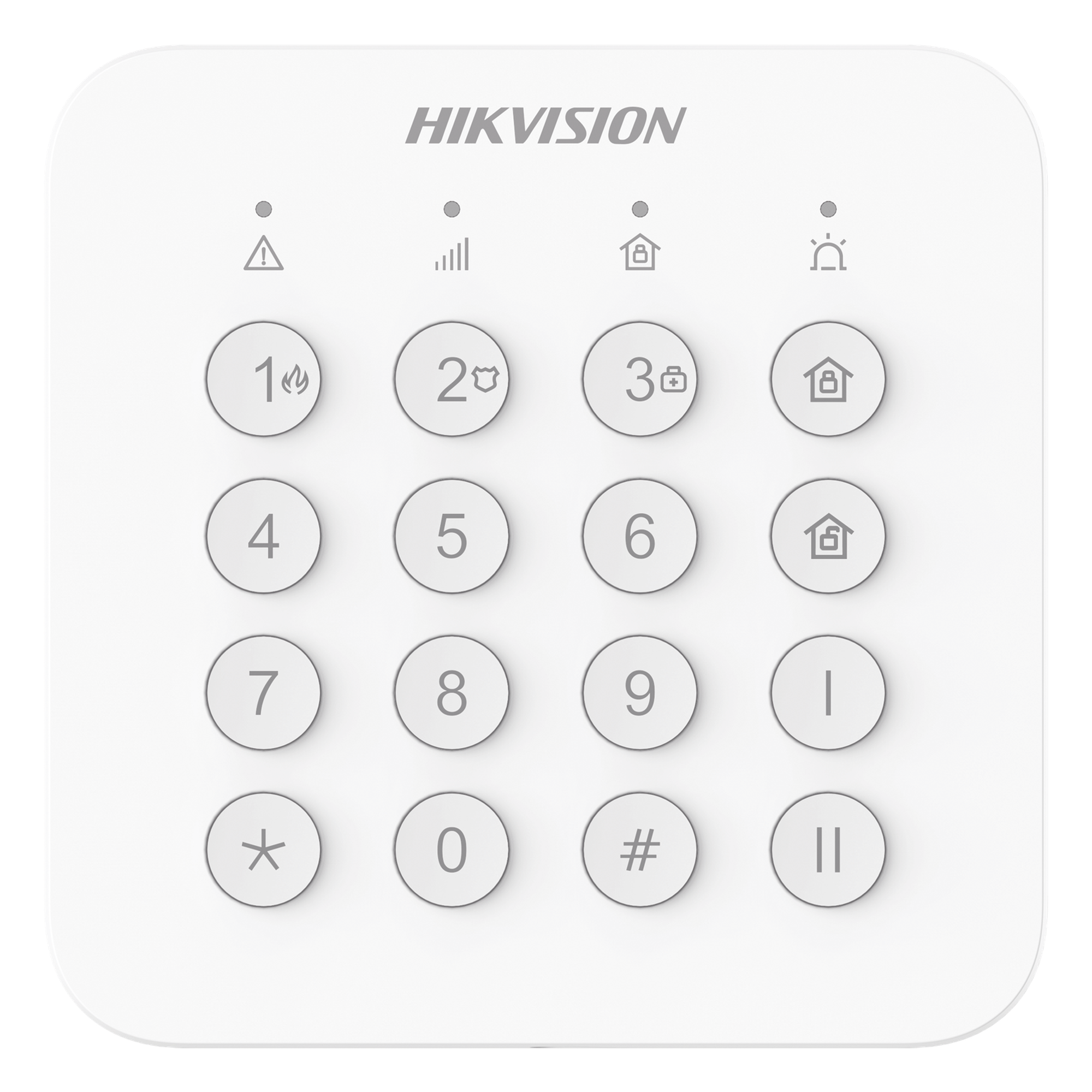 Teclado Inalámbrico de Armado/Desarmado / RF con Salto de Frecuencia / LED y Buzzer / Autonomía 2 Años / -10 a 55 °C / 127 g — HIKVISION · SKU DS-PK201B-WB