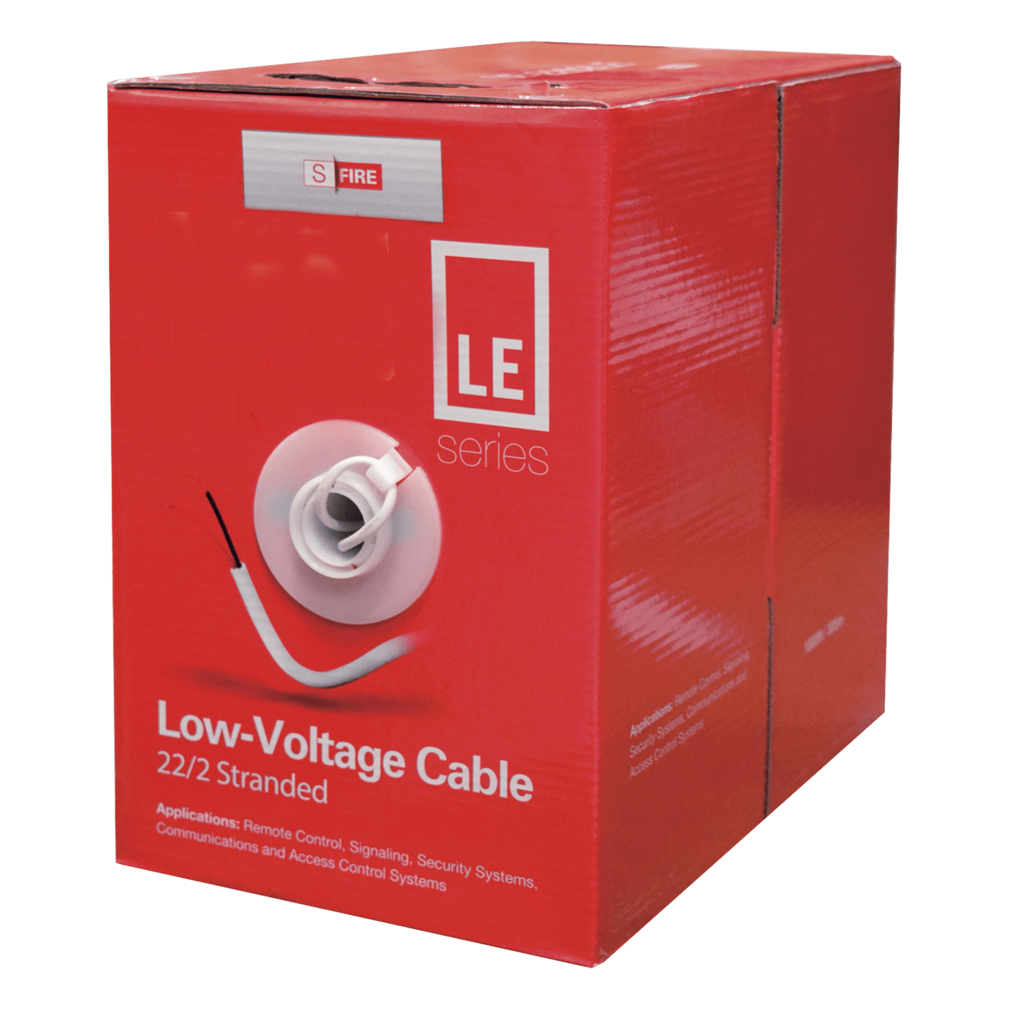 Cable para Alarma / 2x22 AWG / CCA / PVC Retardante a la Flama / Bobina 305 m (1000 ft) / Blanco — SFIRE · SKU SF-22-02-LE