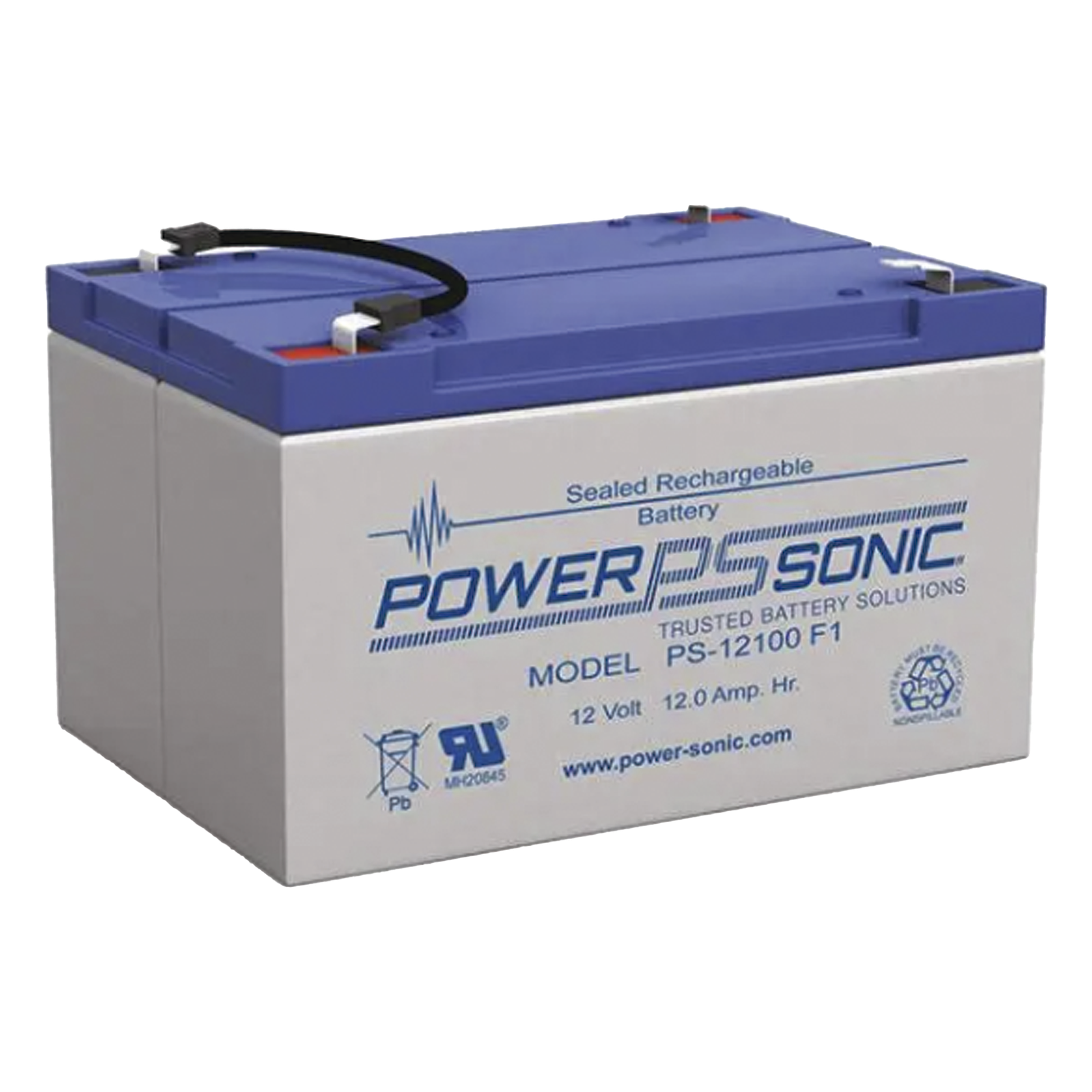 Batería de Respaldo AGM/VRLA / 12V / 12AH / Terminales F1 / 5 Años Vida Útil / Certificación UL — POWER SONIC · SKU PS-12100-F1