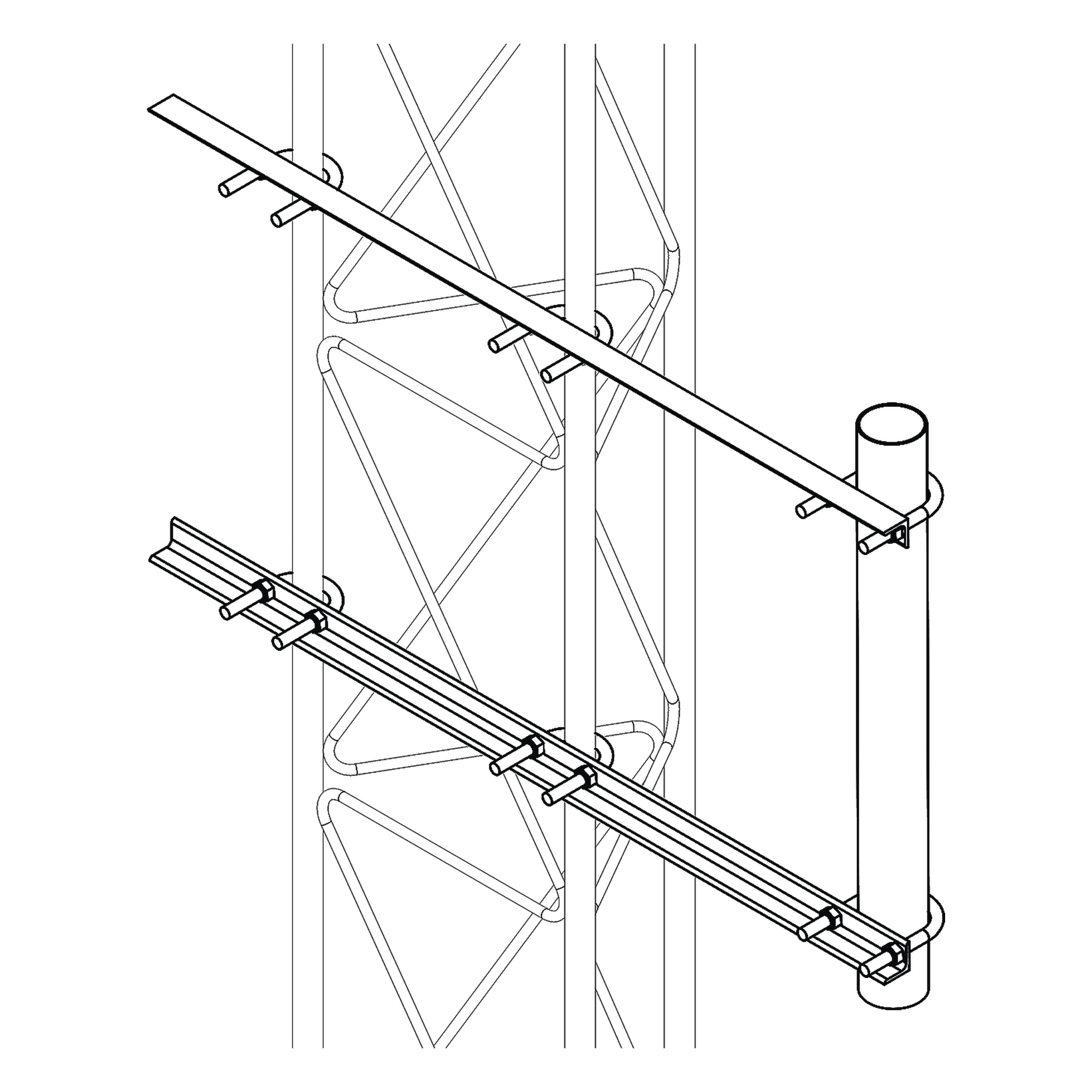 Brazo Lateral para Torre / Acero ASTM A-36 / Galvanizado en Caliente / Tubo Ø 2' Cal. 18 / Altura 50 cm (19.7 in) / Separación 20 cm (7.9 in) / Compatible STZ30G — SYSCOM TOWERS · SKU S-BRA-LI-30G