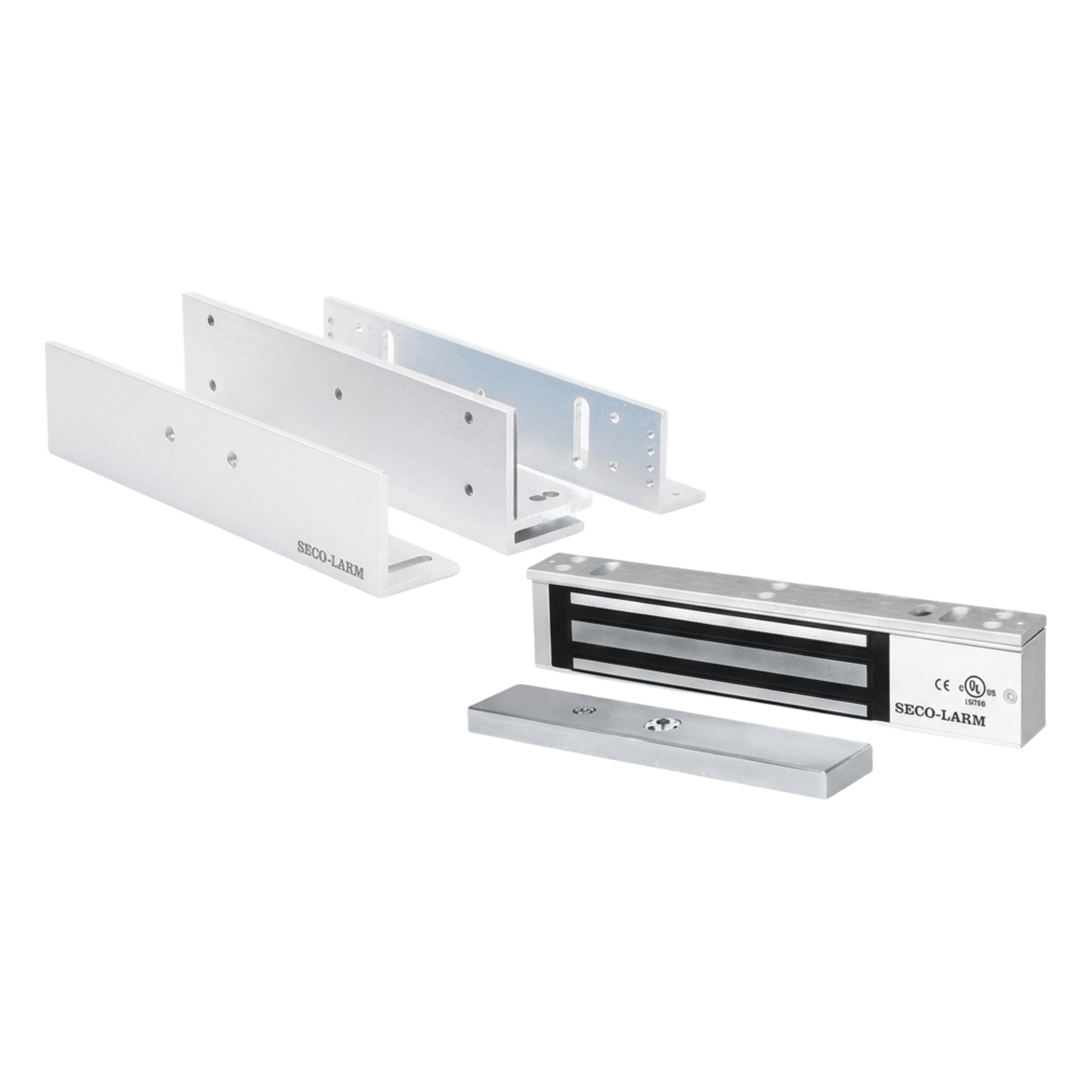 Kit de Control de Acceso / Chapa Magnética 600 lbs (272 kg) / Montaje Z y L / Voltaje Seleccionable 12/24 VDC / Protección contra Sobretensiones / Certificación UL / Uso Interior — ENFORCER SECOLARM · SKU E941SA600PQ/KITZ