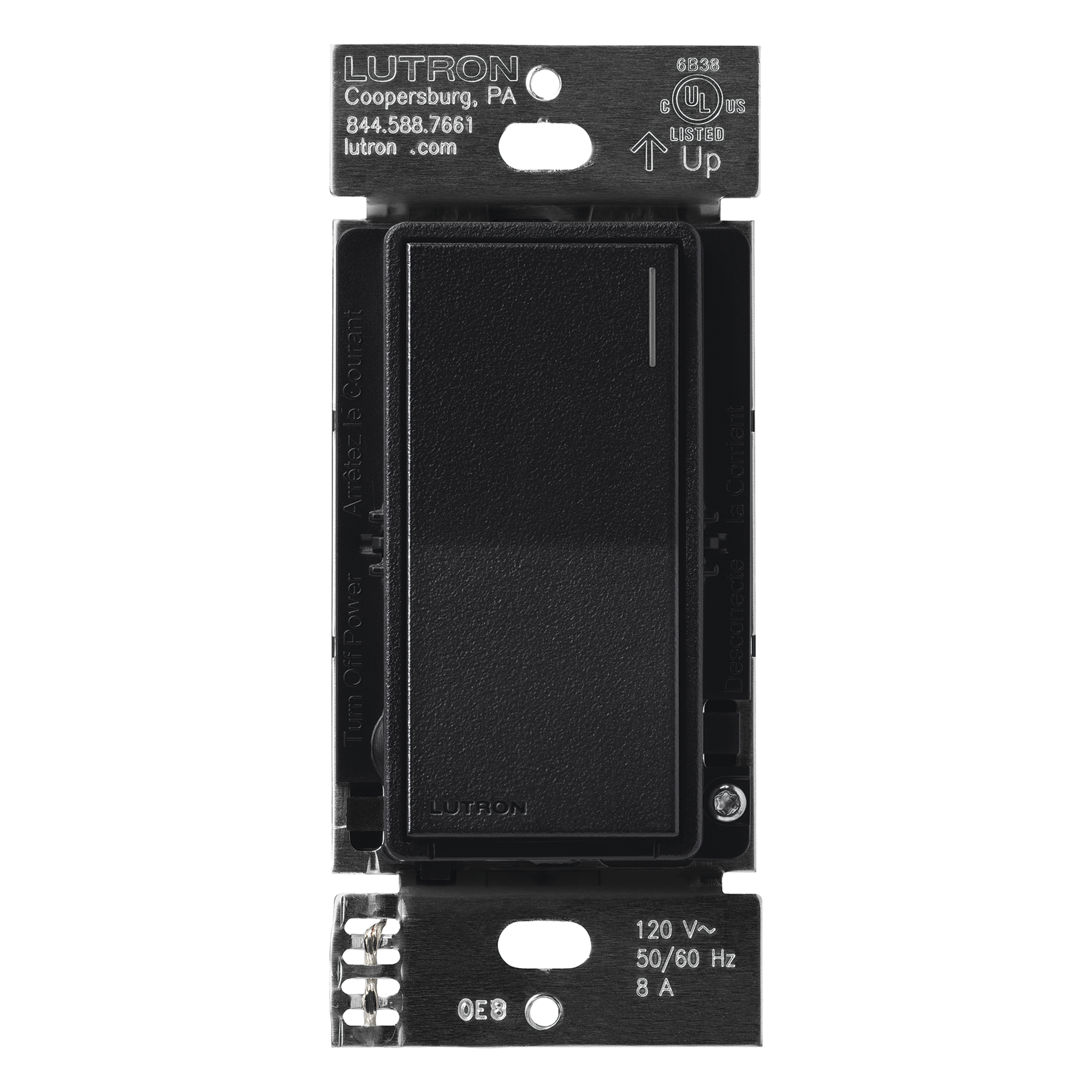 Apagador Electrónico / 8 A Iluminación / 1/4 HP Motor / 120 V / Neutro Requerido / Acabado Satinado Midnight — LUTRON RADIORA 3 · SKU RRST8ANSMN