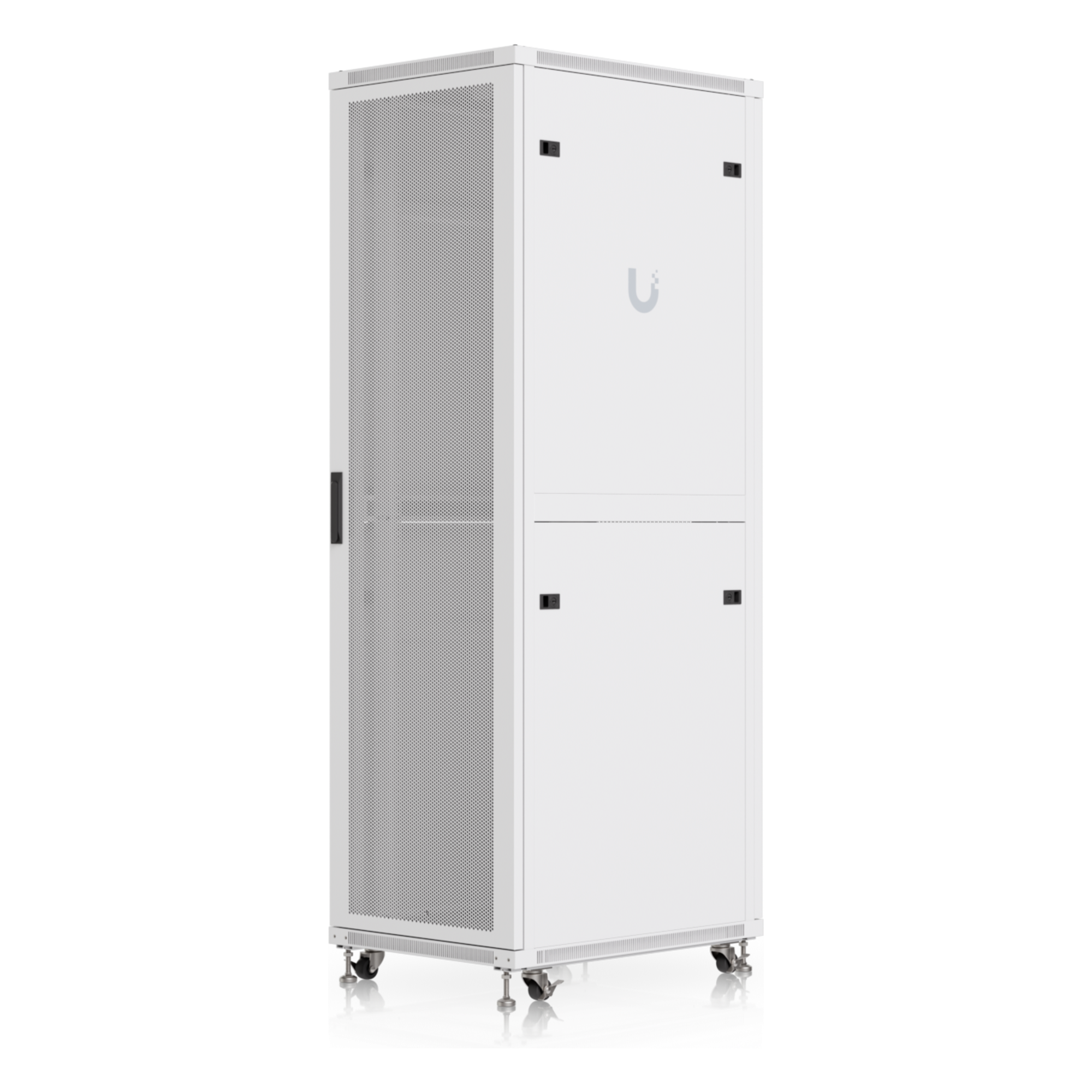 Gabinete Rack de Piso / 42U / 600 × 800 mm (23.6 x 31.5') / Carga 800 kg (1,763.7 lb) / Puerta Perforada / Ventiladores Integrados / Ruedas con Seguro