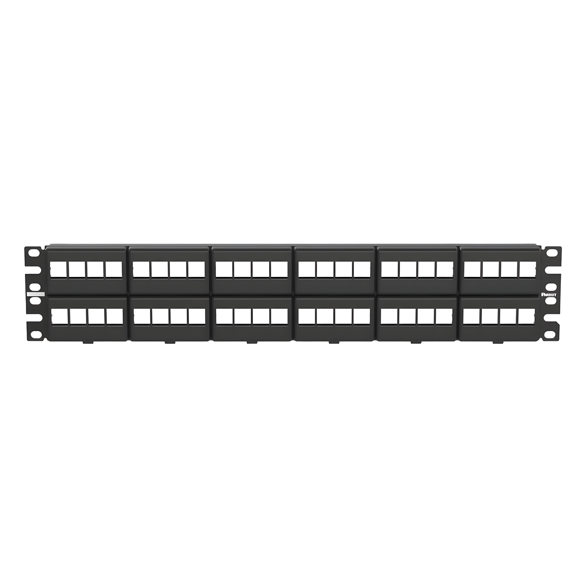 Panel de Parcheo Modular / 48 Puertos / 2UR / 19' Ancho / Acero Inoxidable y ABS / ROHS — PANDUIT · SKU NKFP48Y