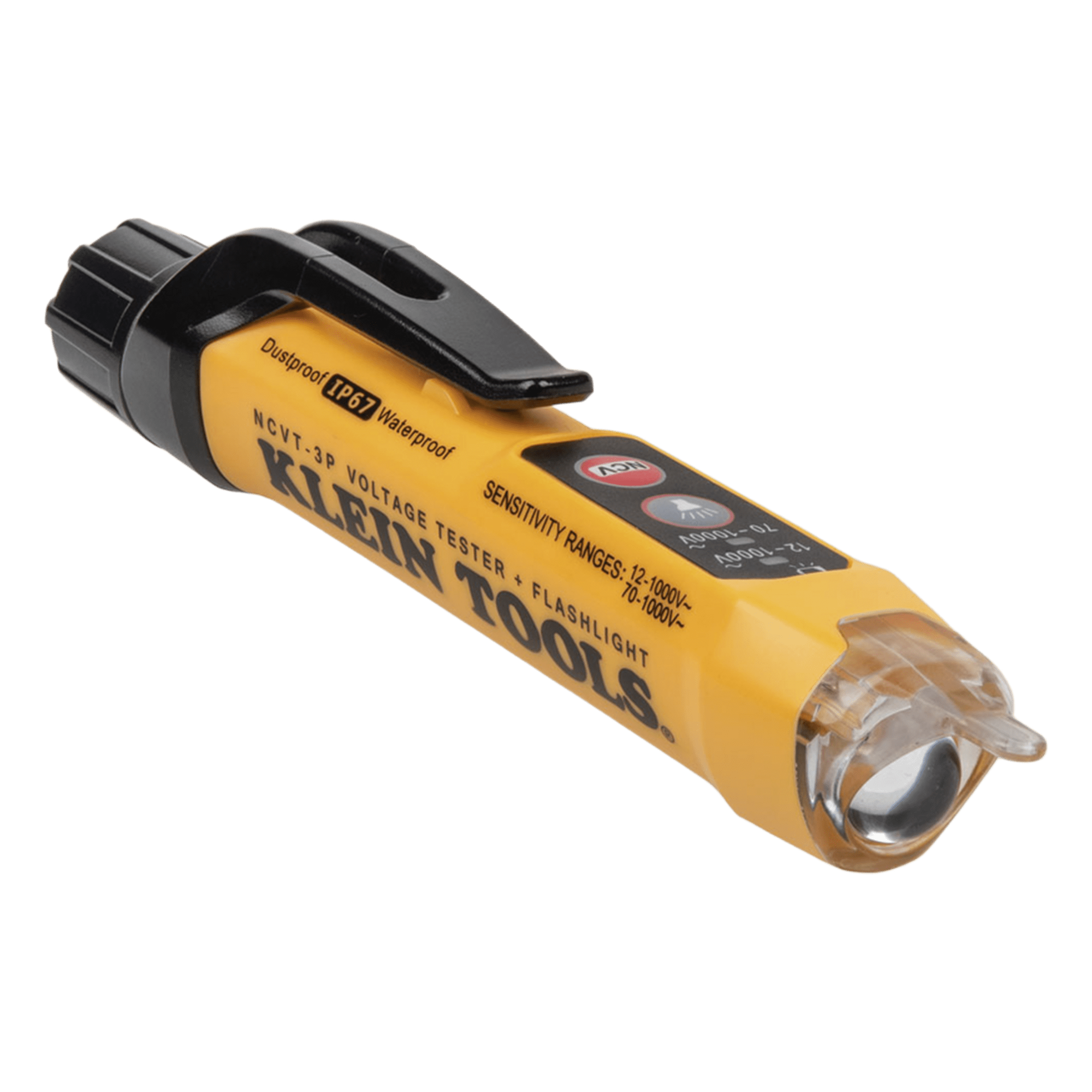Detector de voltaje sin contacto / 12-1000 V CA / Doble rango / IP67 / CAT IV 1000 V / 6.6' (2 m) resistencia a caídas / Linterna integrada — KLEIN TOOLS · SKU NCVT3P