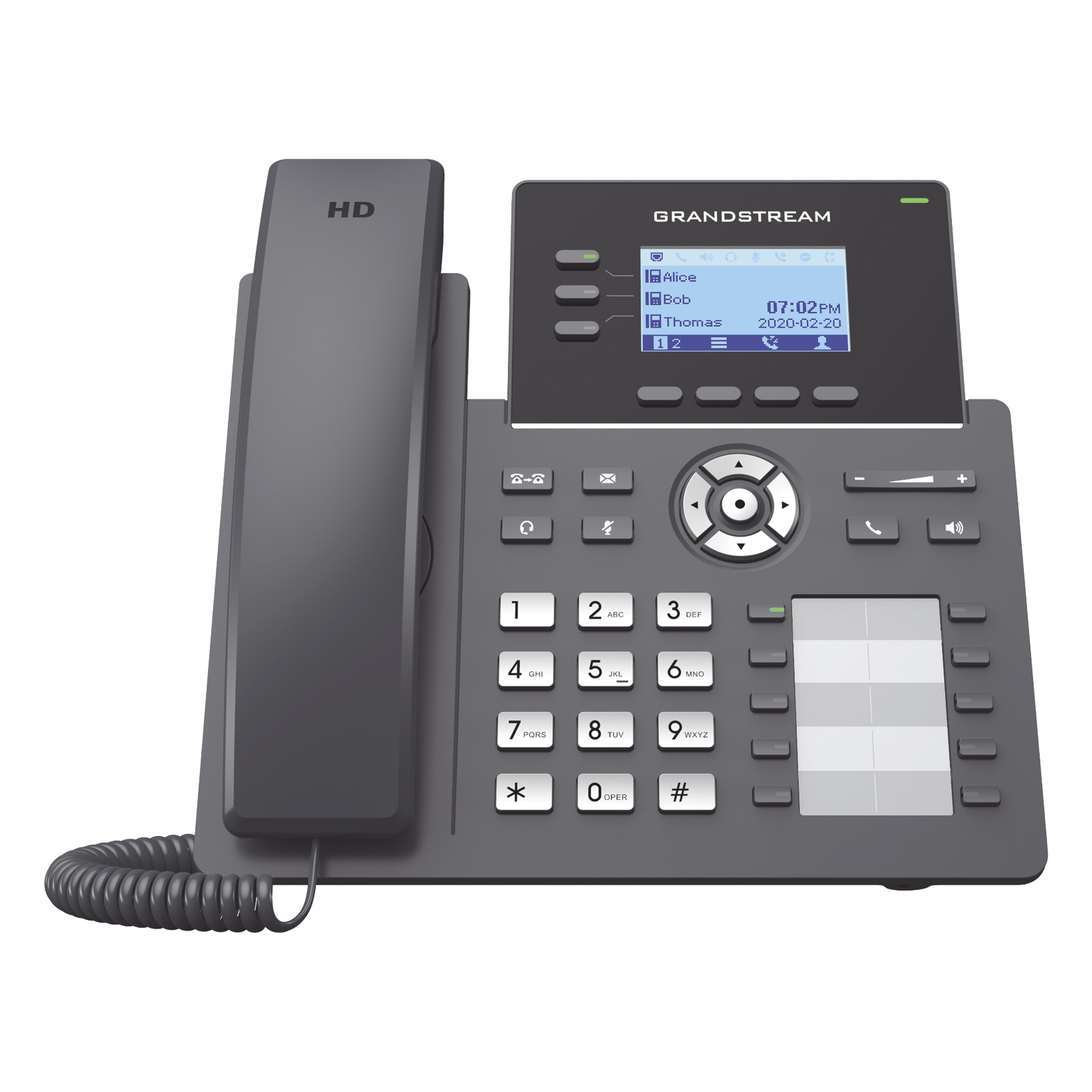 Teléfono IP Carrier-Grade / 3 Líneas SIP / 6 Cuentas / 10 Botones BLF / Gigabit PoE / Codecs Opus / IPv4/IPv6 / Gestión en la Nube — GRANDSTREAM · SKU GRP2604P