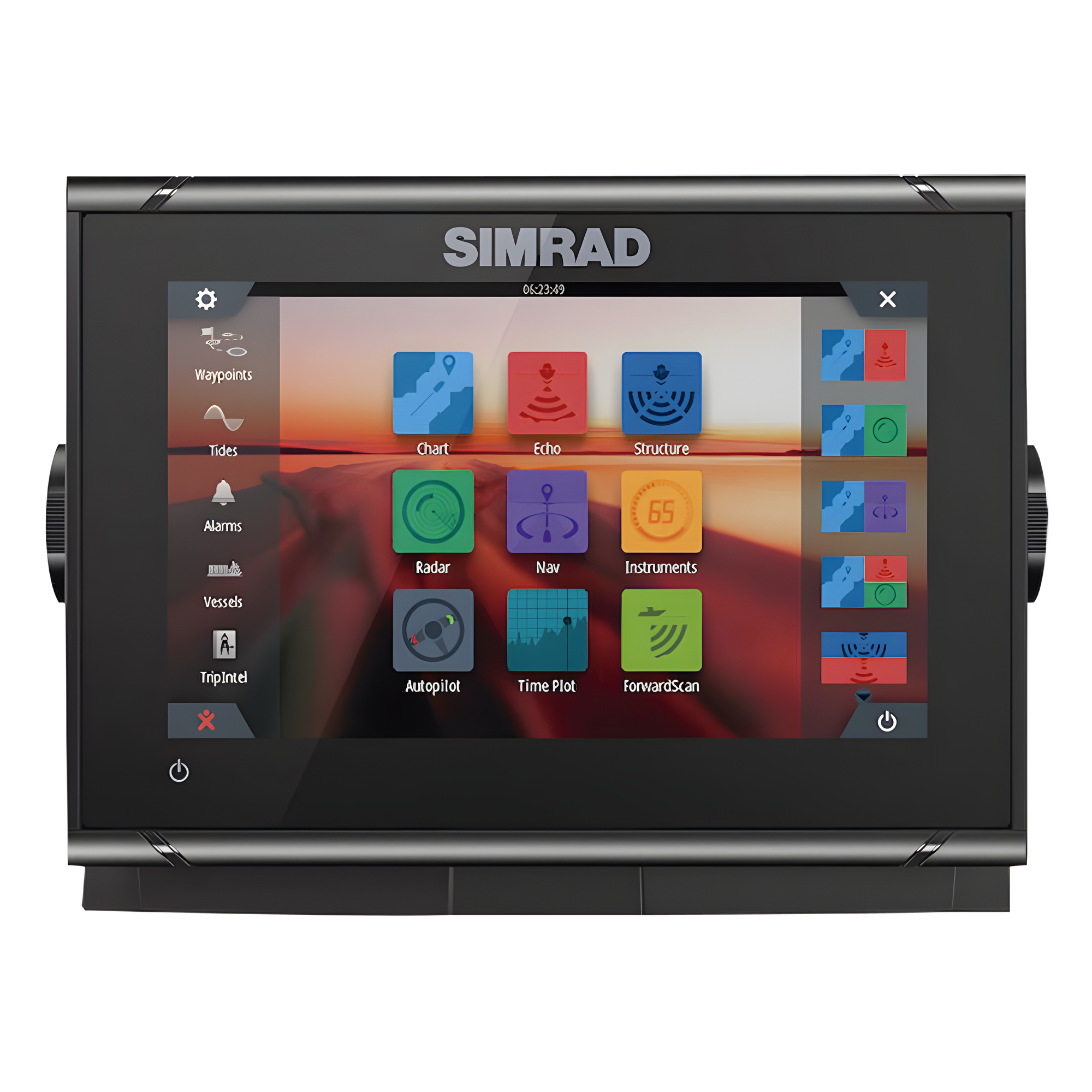 Pantalla Náutica Multifunción / 7 Pulgadas Táctil Multi-Touch / GPS Integrado / Sonar CHIRP y Active Imaging / Radar Halo24/20+ / NMEA 2000 / Wi-Fi / FishReveal — SIMRAD · SKU 000-14448-001