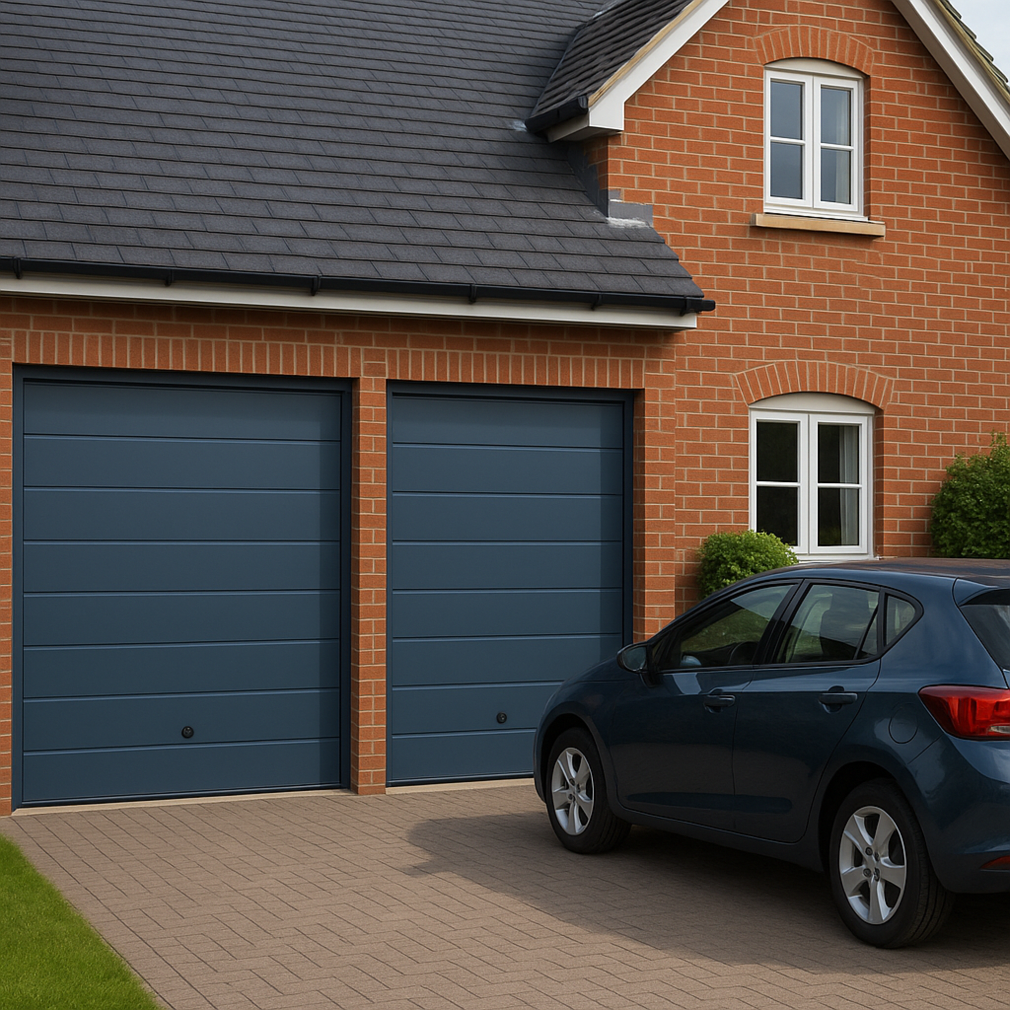 Puerta D / Garage D / Alta Calidad / Linea Central / Color GRIS /  acabdo DELUXE / 16X9 pies / AISLADA / Estilo Americana.