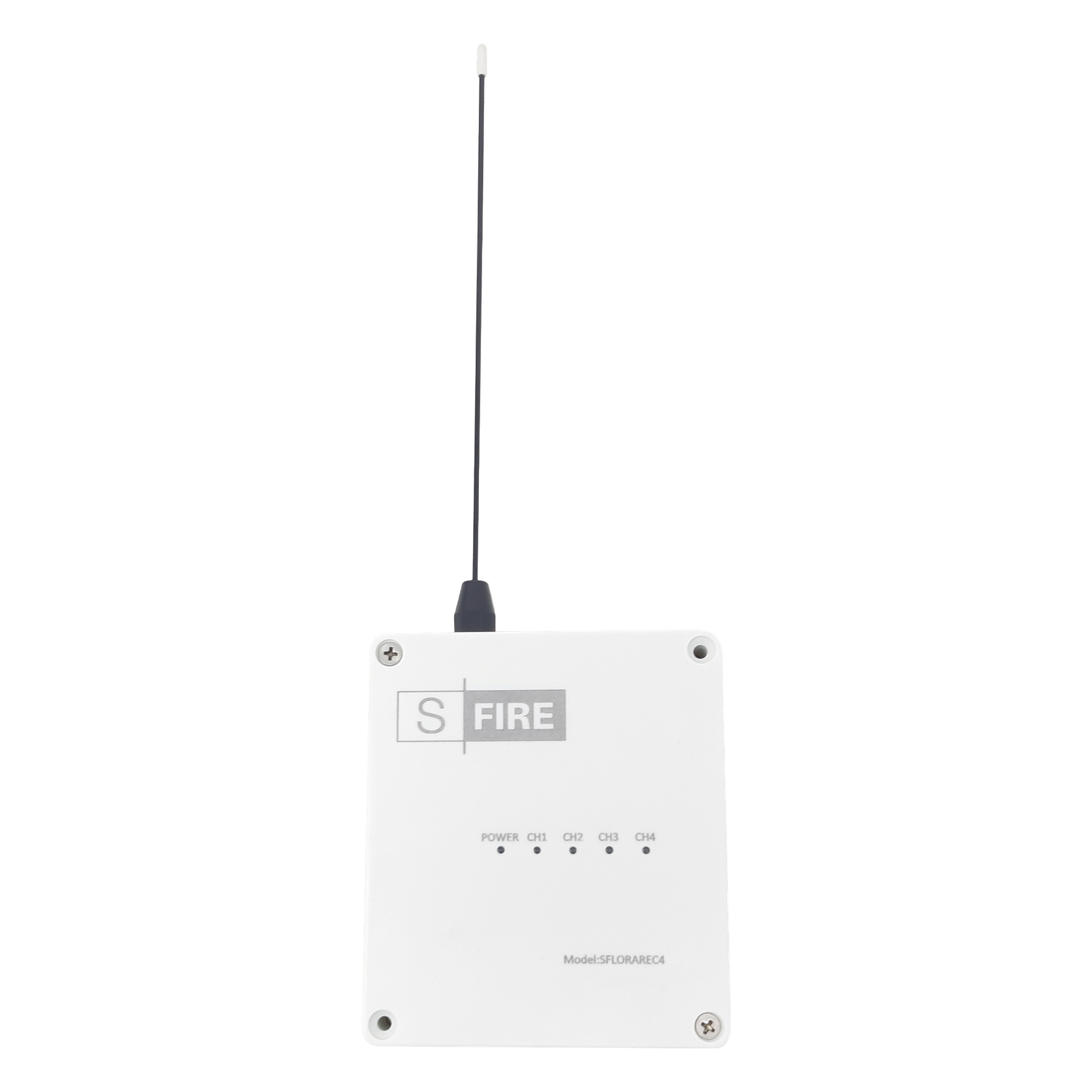 Receptor Inalámbrico / 2500 m (8202.1 ft) de Alcance / 4 Salidas de Relevador Tipo C / Frecuencia 433.92 MHz / Operación -20°C a +80°C — SFIRE · SKU SF-LORA-REC-4
