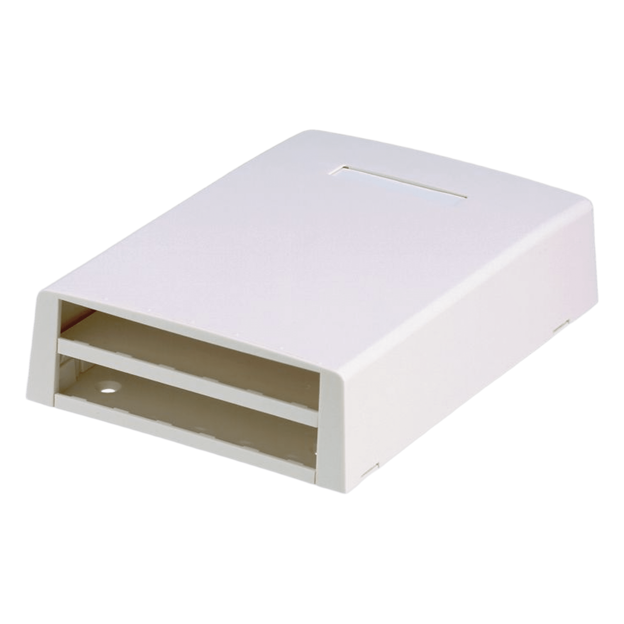 Caja de Montaje en Superficie / 12 Puertos Mini-Com / Almacenamiento 24 m (78.7 ft) Fibra / ABS RoHS / 120 x 46.1 x 170.1 mm — PANDUIT · SKU CBXF12WH-AY