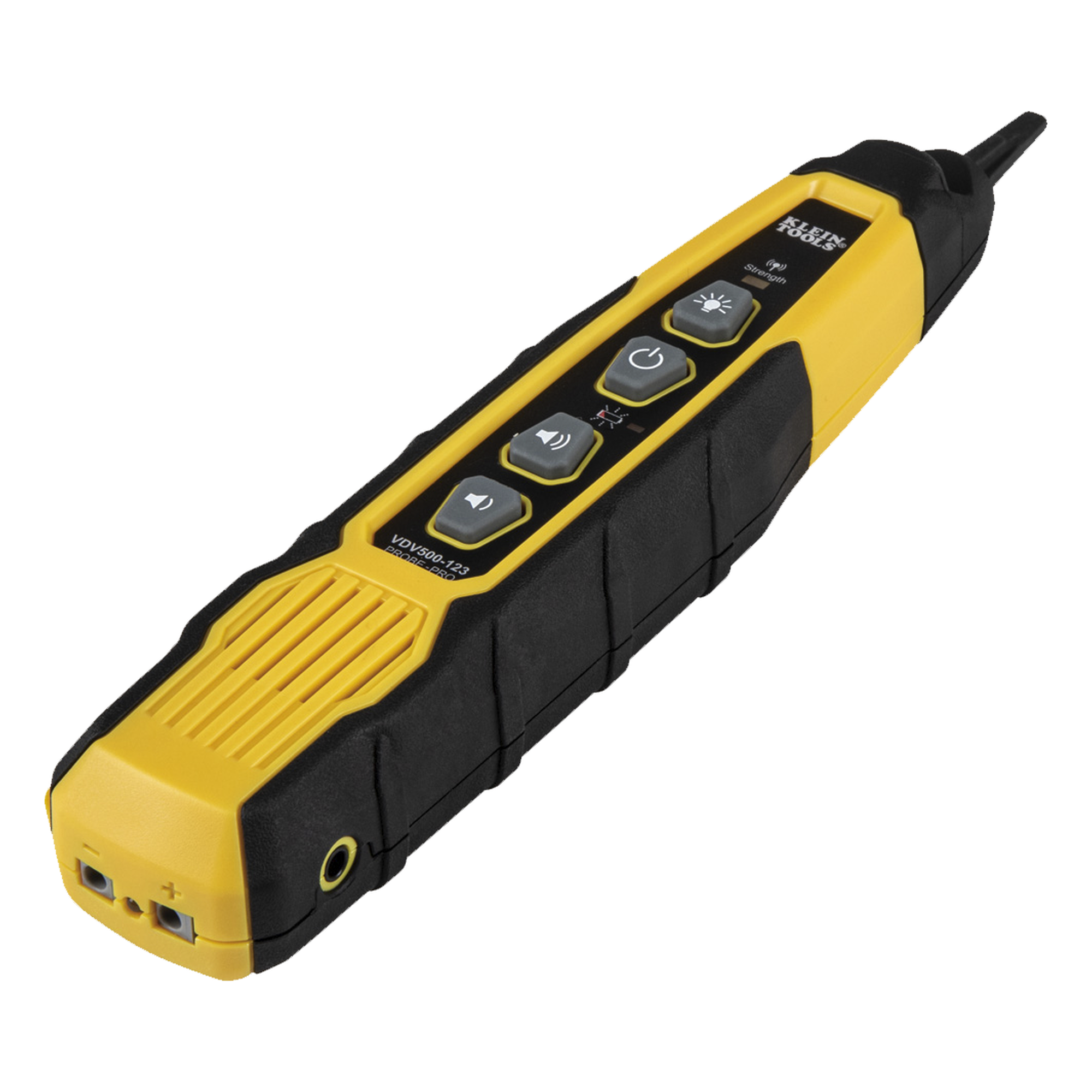 Sonda para trazado de cables / Punta conductora reemplazable / LED integrado / Conector 3.5 mm / Bloque de terminales / Apagado automático — KLEIN TOOLS · SKU VDV500-123