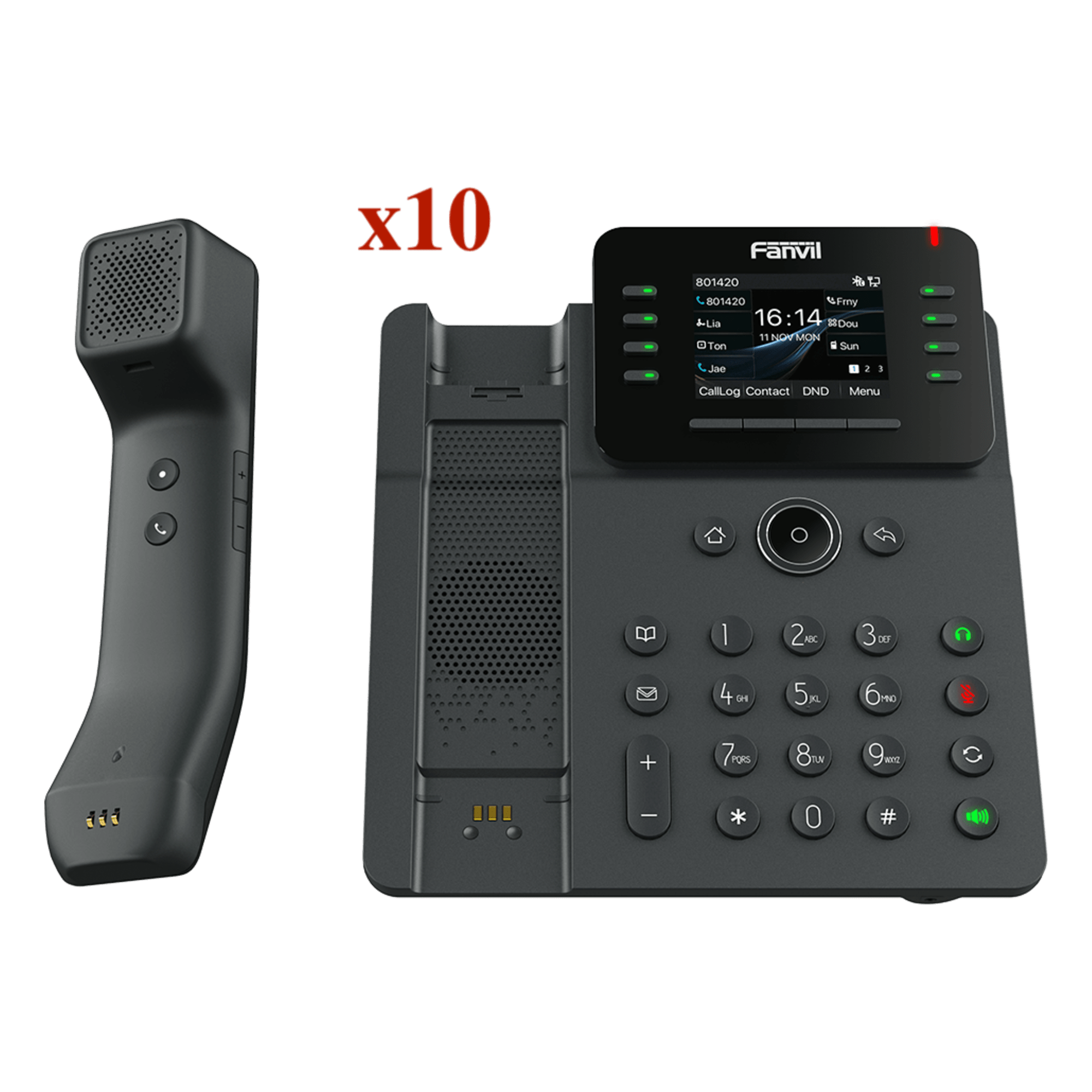 Kit Teléfono IP Empresarial / Pantalla Táctil IPS HD 2.8" / 12 Líneas SIP / Puertos Gigabit con Bypass / Auricular Bluetooth / Conferencia 6 Vías — FANVIL · SKU KIT-V62PRO