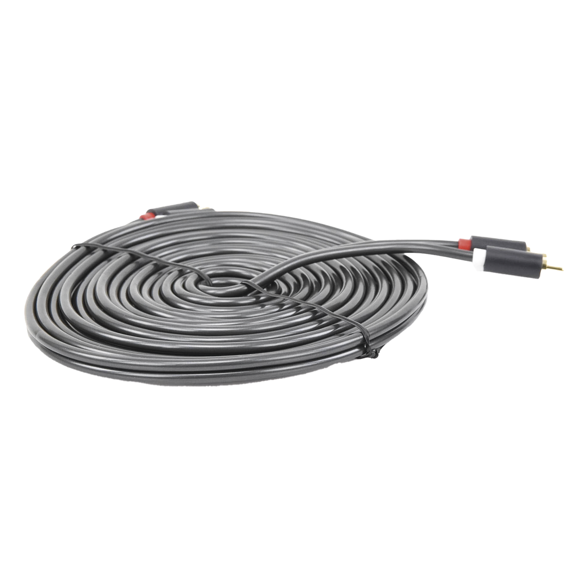 Cable de Audio 2 RCA Macho a 2 RCA Macho / 5 Metros (16.40 Pies) / Color Negro / Alta Calidad / Anillos de Goma para Asegurar un Agarre Firme al Instalar o Quitar el Cable