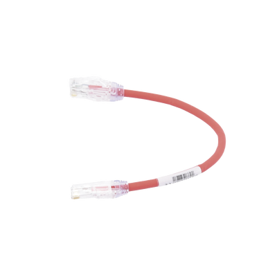 Cable de Parcheo UTP, Cat6A, Diámetro Reducido (28 AWG), CM/LSZH, Color Rojo, 20.3 cm (8 Pulgadas)