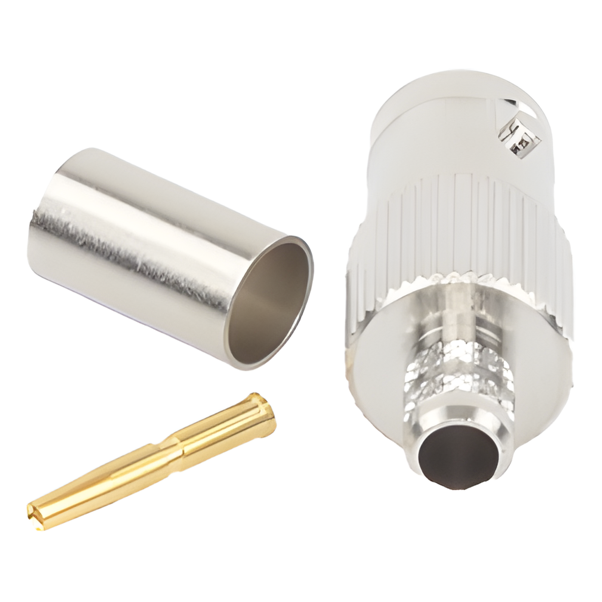 Conector BNC Hembra / 75 Ohm / Anillo Plegable / RG-59/U / Níquel-Oro-Delrin / 28.80 mm