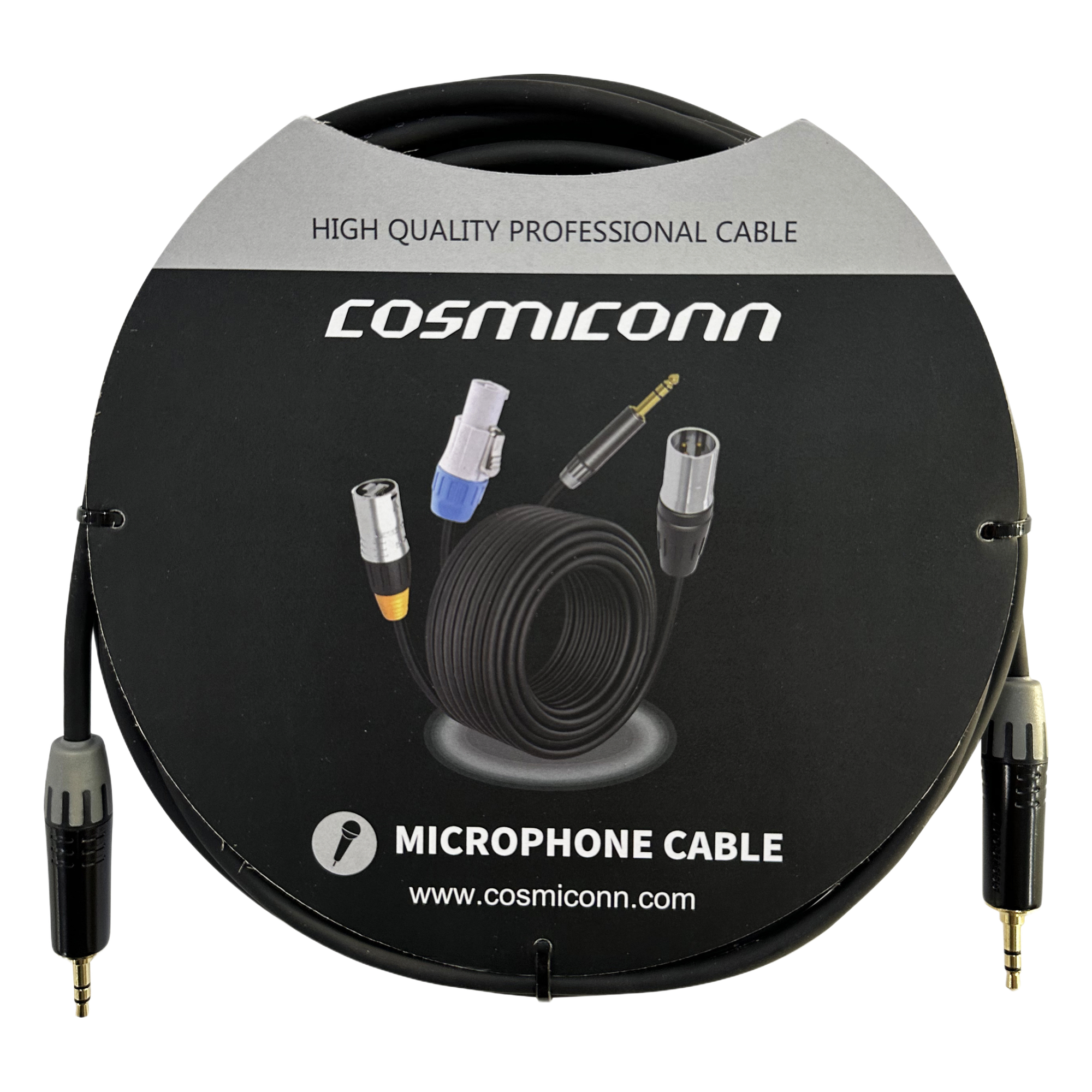 Cable de Audio Estéreo / 3.5mm a 3.5mm / 5m (16.4 pies) / Conectores MTP3C-BG / Nylon Trenzado — COSMICONN · SKU CMC220AS-TP-TP-5-BG1