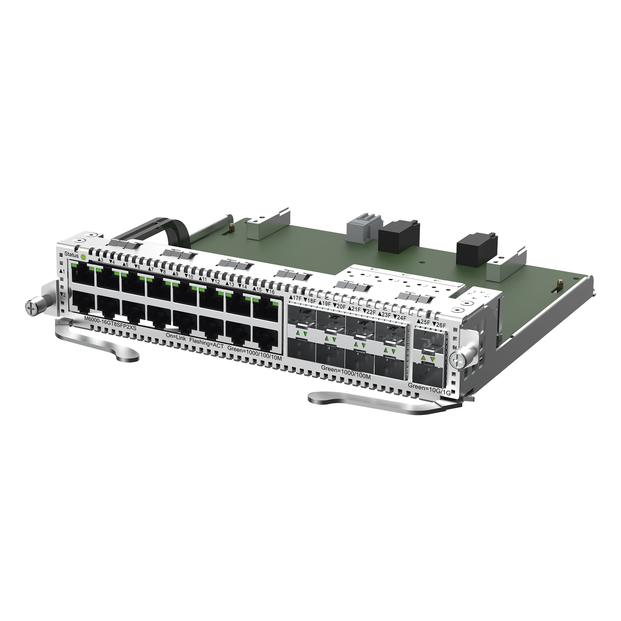 Tarjeta de Red / 16x RJ45 1Gb / 8x SFP 1Gb / 2x SFP+ 10Gb / Chasis Modular — RUIJIE · SKU M6000-16GT8SFP2XS