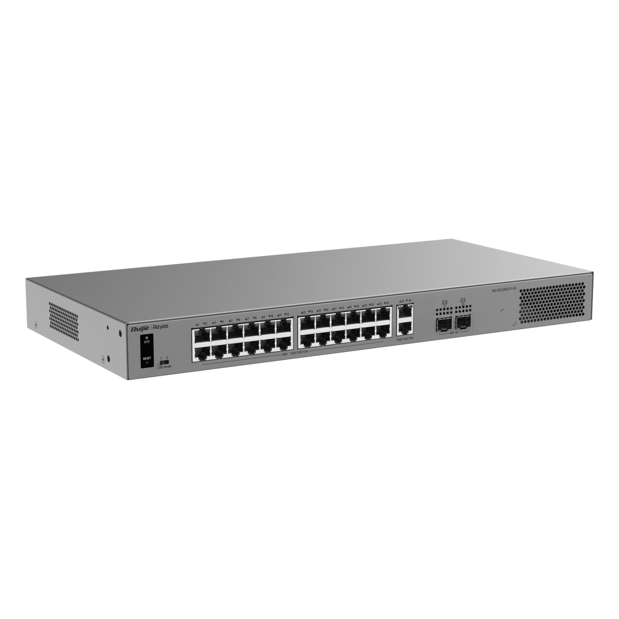 Switch Layer 2 Smart Cloud Managed / 28 Puertos Gigabit / 24 Puertos PoE+ 370 W / Switching 56 Gbps / Forwarding 41.664 Mpps / Protección 6 kV / CCTV Mode