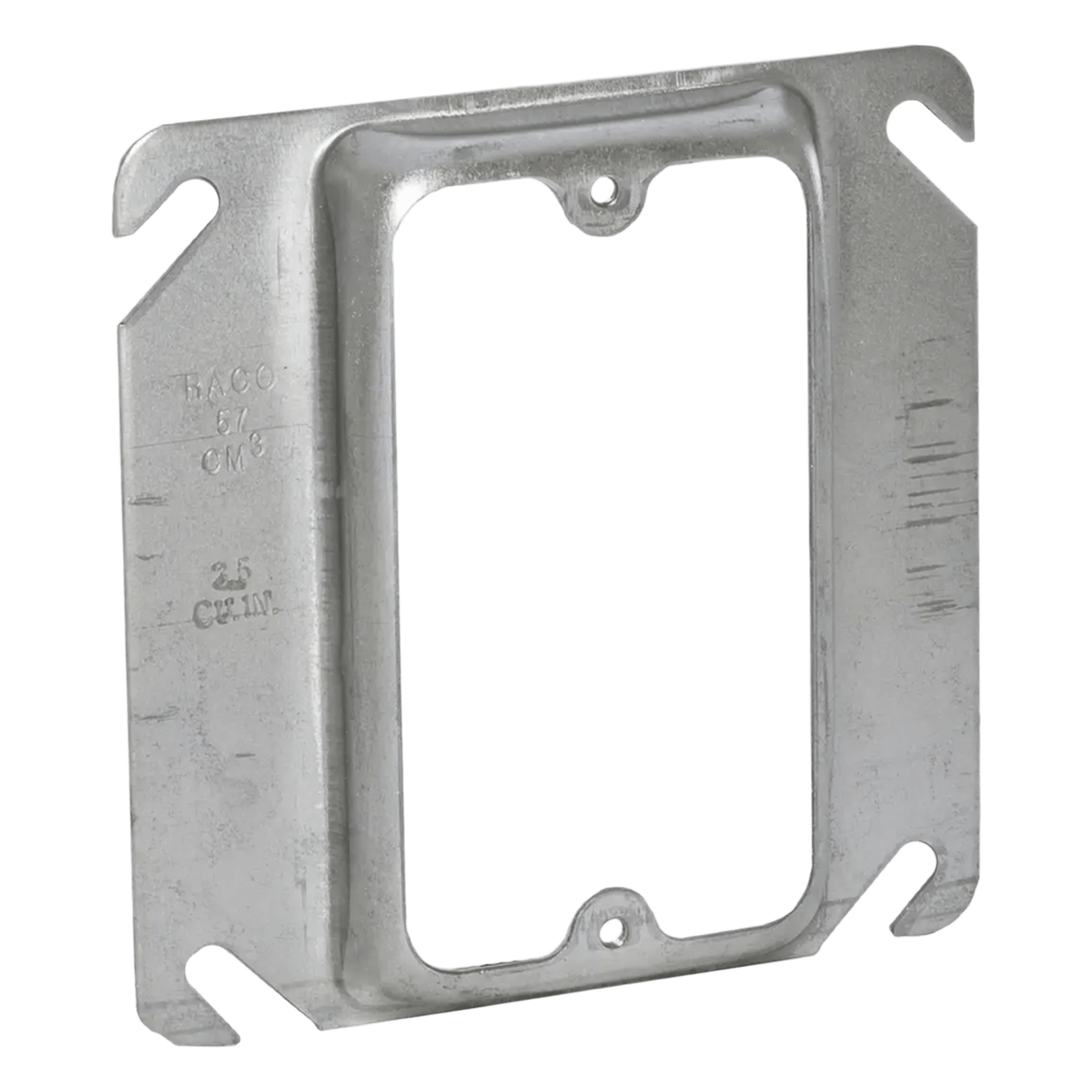 Sobretapa Cuadrada / Acero Galvanizado Troquelado / 4 x 4 in / Capacidad 5.5 Unidades / UL Listed — RACO · SKU HUB-772