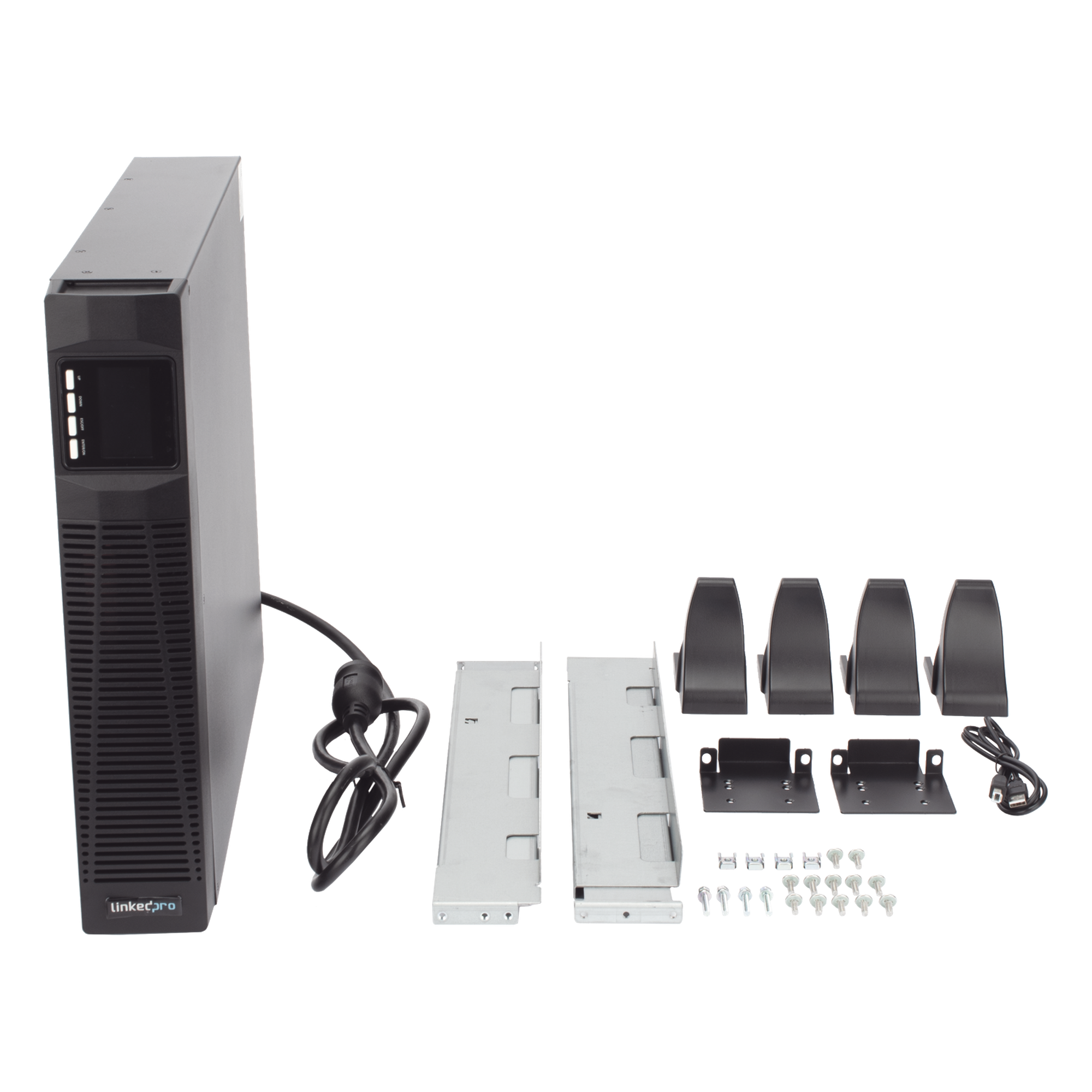 UPS de 2000VA/1800W / Topología On-Line Doble Conversión / Entrada y Salida de 120 Vca / Clavija de Entrada NEMA 5-20P / Pantalla LCD Configurable / Formato Rack/Torre