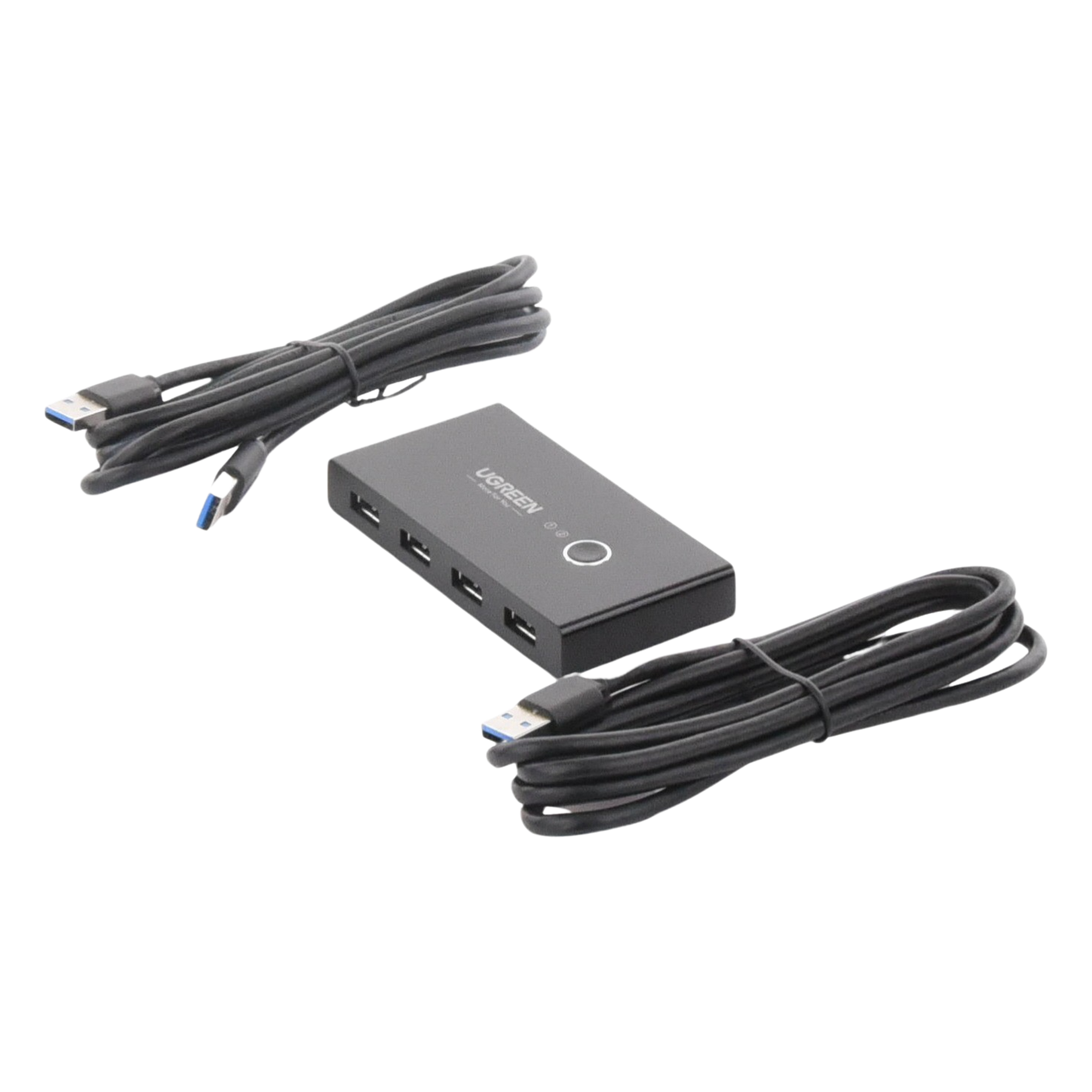 Conmutador USB para Compartir 4 Puertos USB 3.0 a 2 PC Ìs | Cambio Mediante Botón | Incluye Dos Cables USB de 1.5 m | ABS | Permite que 2 Usuarios Compartan 4 Dispositivos Periféricos USB3.0, como una impresora, un escáner, etc.