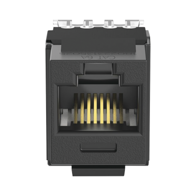 Conector Jack Estilo 110 (de Impacto), Tipo Keystone, Categoría 6A, de 8 Posiciones y 8 Cables, Color Negro
