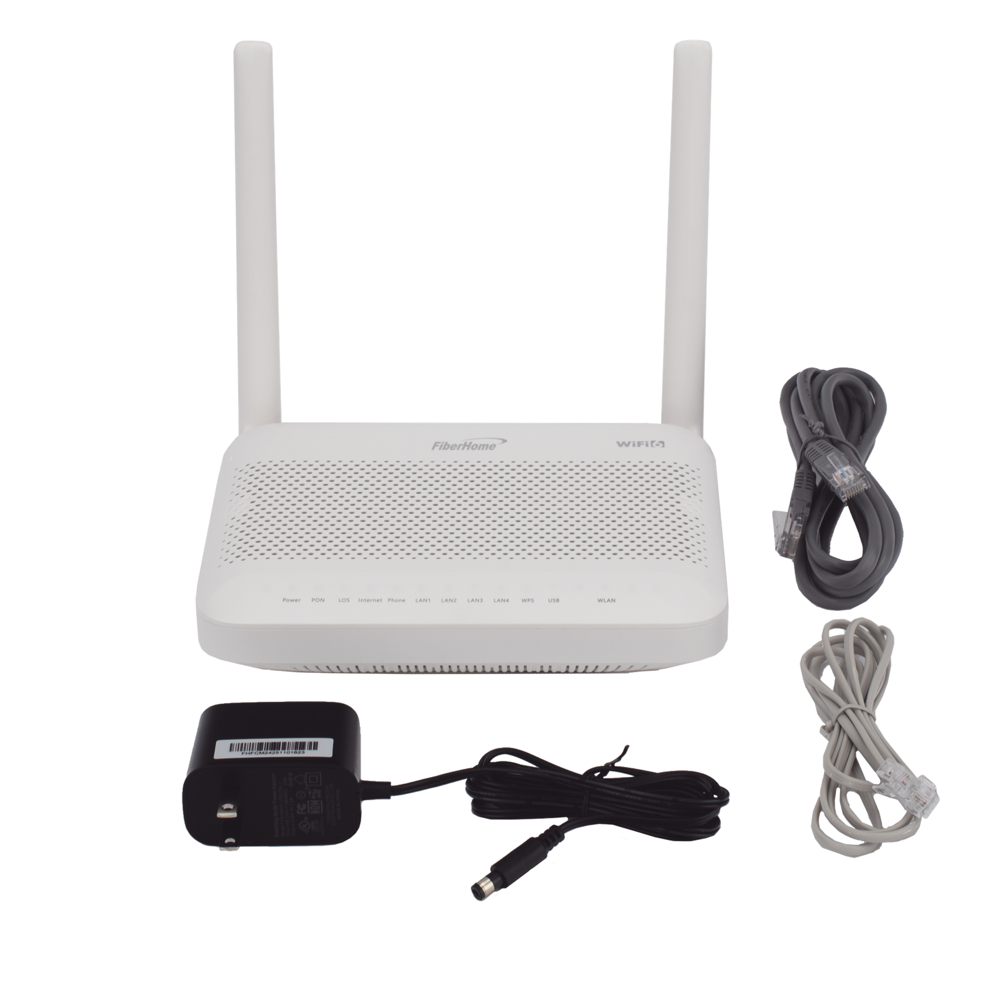 ONU GPON WiFi 6 / 4 Puertos Gigabit / 1 POTS / 2 USB / 2 Antenas 5 dBi / SC/UPC