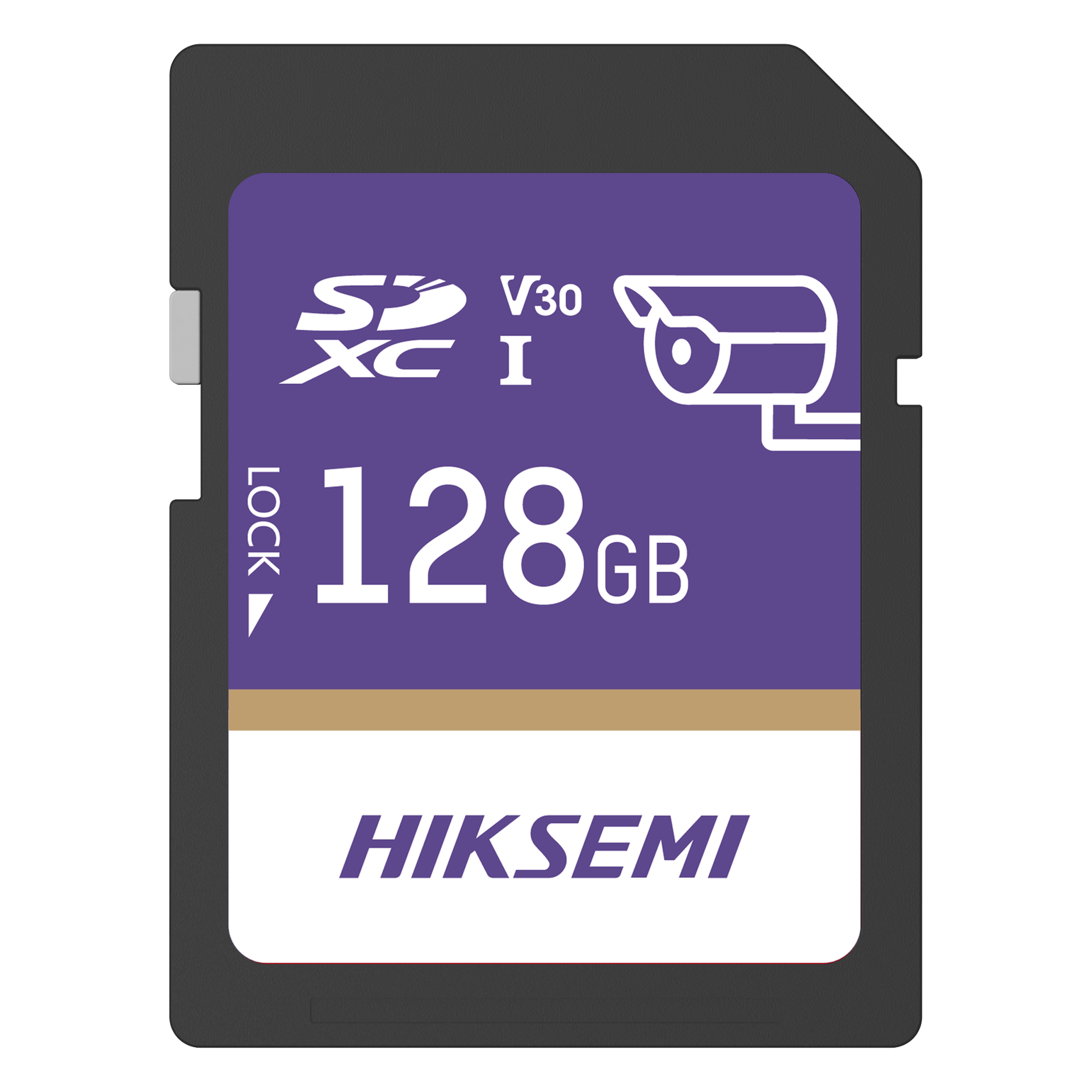 Tarjeta SD para Videovigilancia / 128 GB / 100 MB/s Lectura / 90 MB/s Escritura / Clase 10 U3 V30 / 3D TLC NAND / -25°C a 85°C (-13°F a 185°F) — HIKSEMI by HIKVISION · SKU HS-SD-P10/128G/GUARDPRO