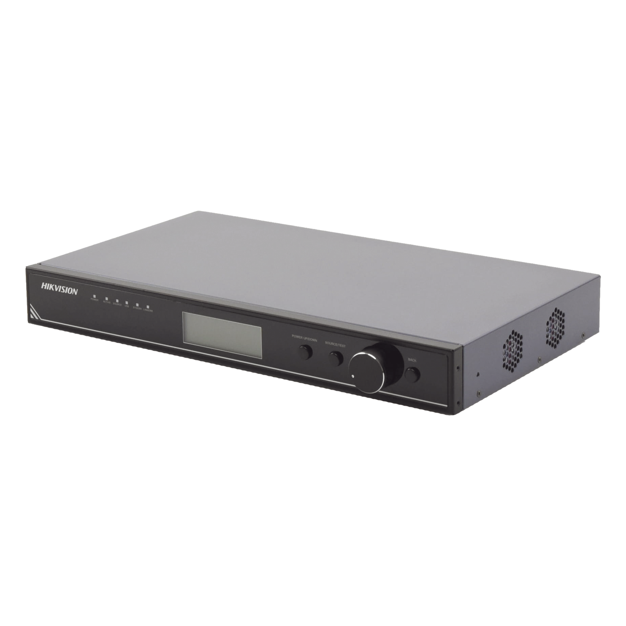 Controlador para Videowall / 4K (3840 x 1080 / 12,598 x 3,543 pies) / 8 Salidas Ethernet / Cascada hasta 12 Pantallas / Rack 1U / -10°C a 45°C — HIKVISION · SKU DS-D42C08-H