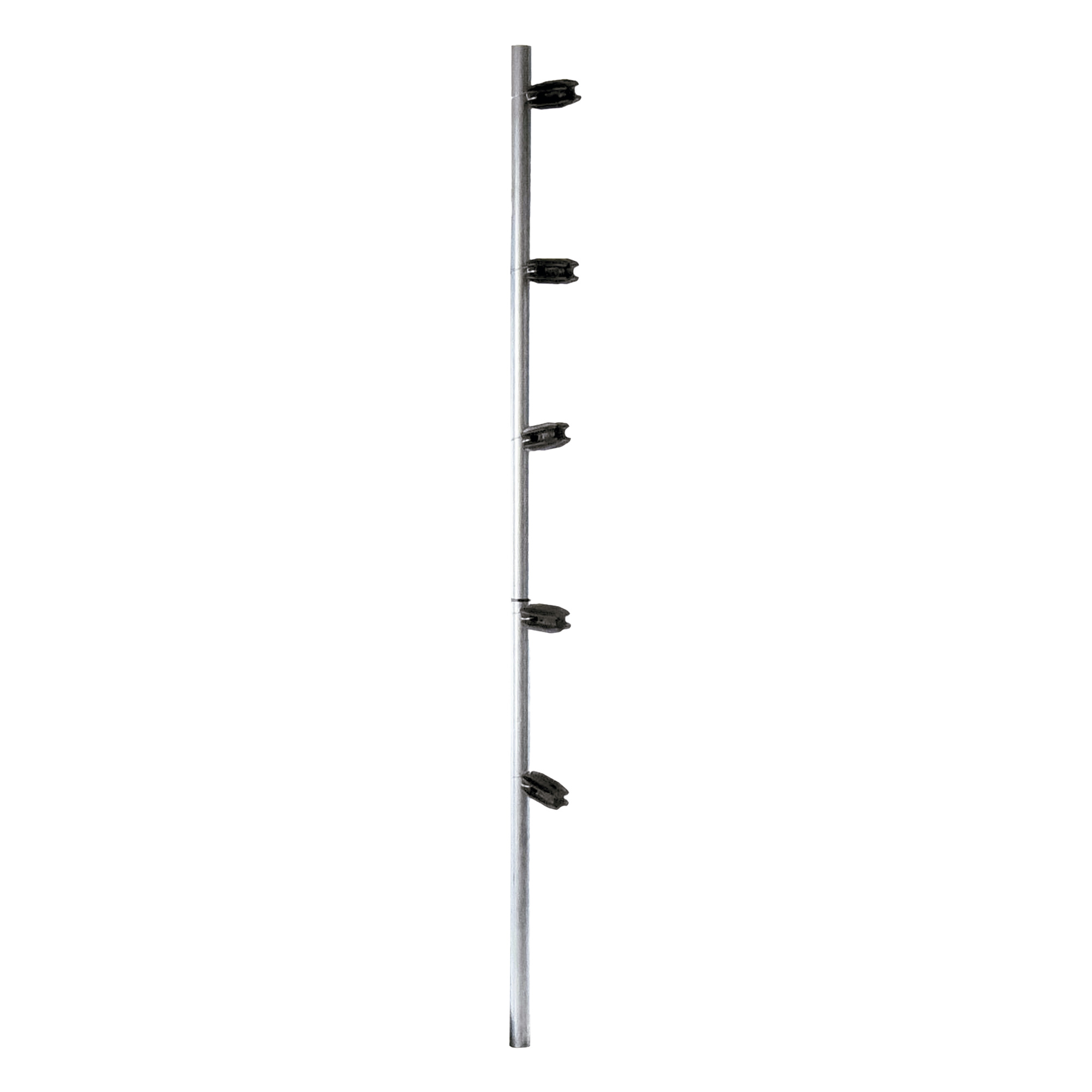 Poste de esquina / Tubo acero galvanizado G60 / 5 aisladores / 1.20 m (3.94 ft) / Resistencia dieléctrica 18 kV — YONUSA · SKU FENCEPOST4