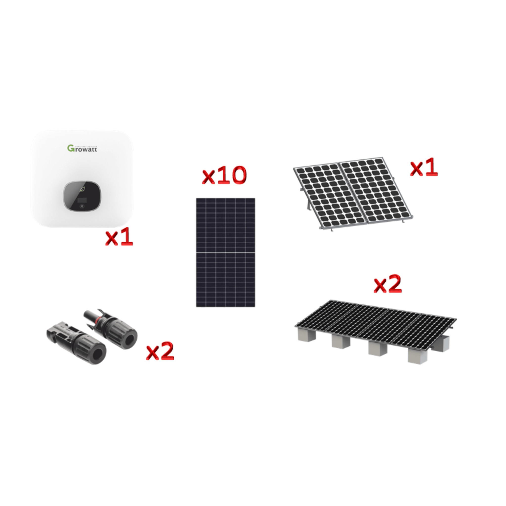 Kit Solar de Interconexión / 6 kW / 220 Vca / 10 Paneles 645 W / Montaje para 12 Módulos — GROWATT · SKU MIN6000KIT1