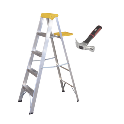 Kit Escalera y Martillo / 1.85 m (6.07 ft) / 90 kg / Aluminio / Martillo 16 oz — SURTEK · SKU KITESCMART