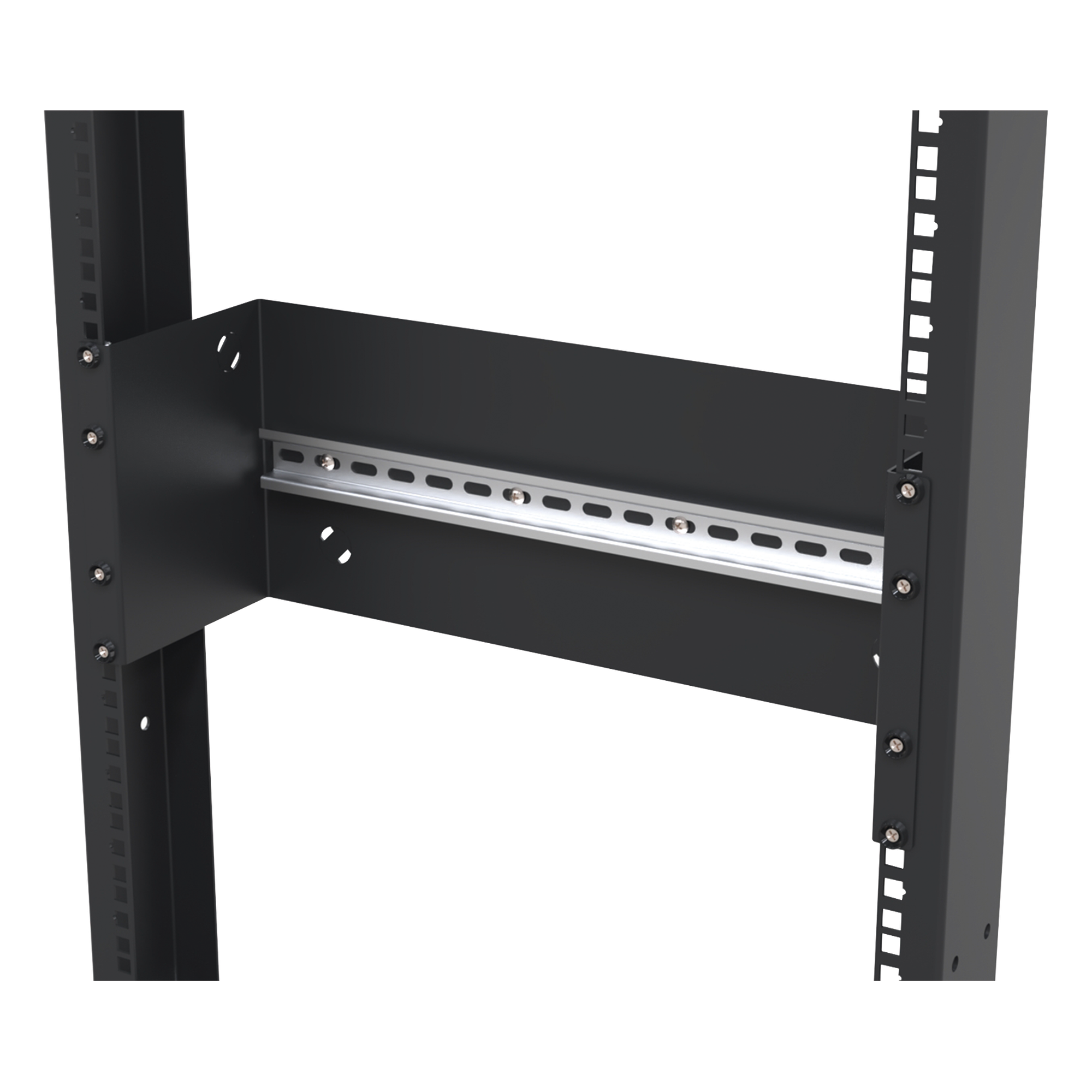 Riel DIN 35 mm / Soporte Rack 19" / 4U / Acero Resistente / Sujeción por Broche