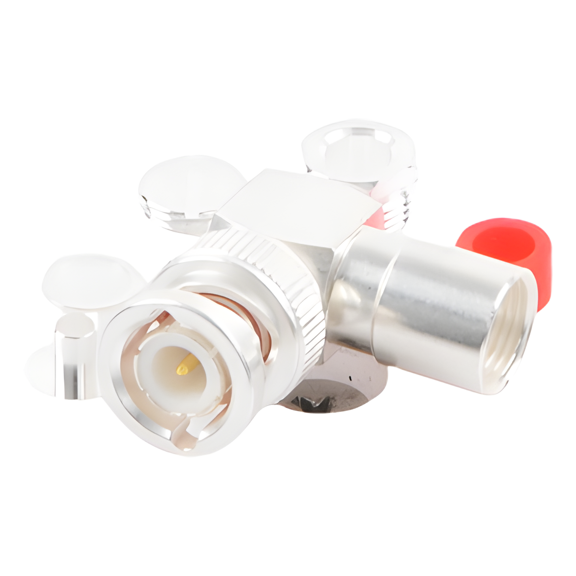 Conector Coaxial BNC Macho / Ángulo Recto / Rosca / Bronce Plateado / Contacto Oro / Teflón / RG-58/U, RG-142/U, LMR-195