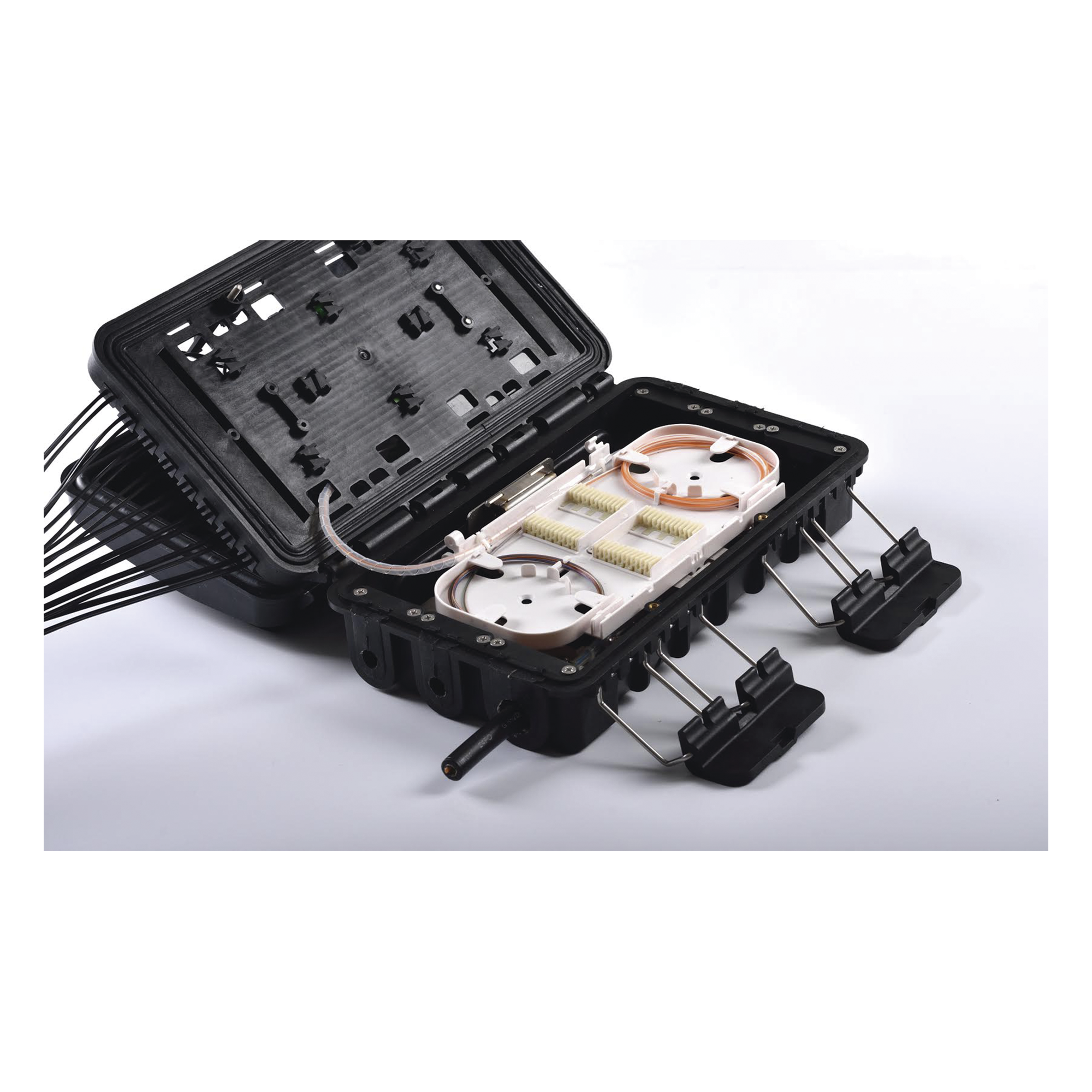 Caja de Distribución de Fibra Óptica / 24 Empalmes / 16 Puertos SC/APC Simplex / IP65 / 16 Salidas Drop