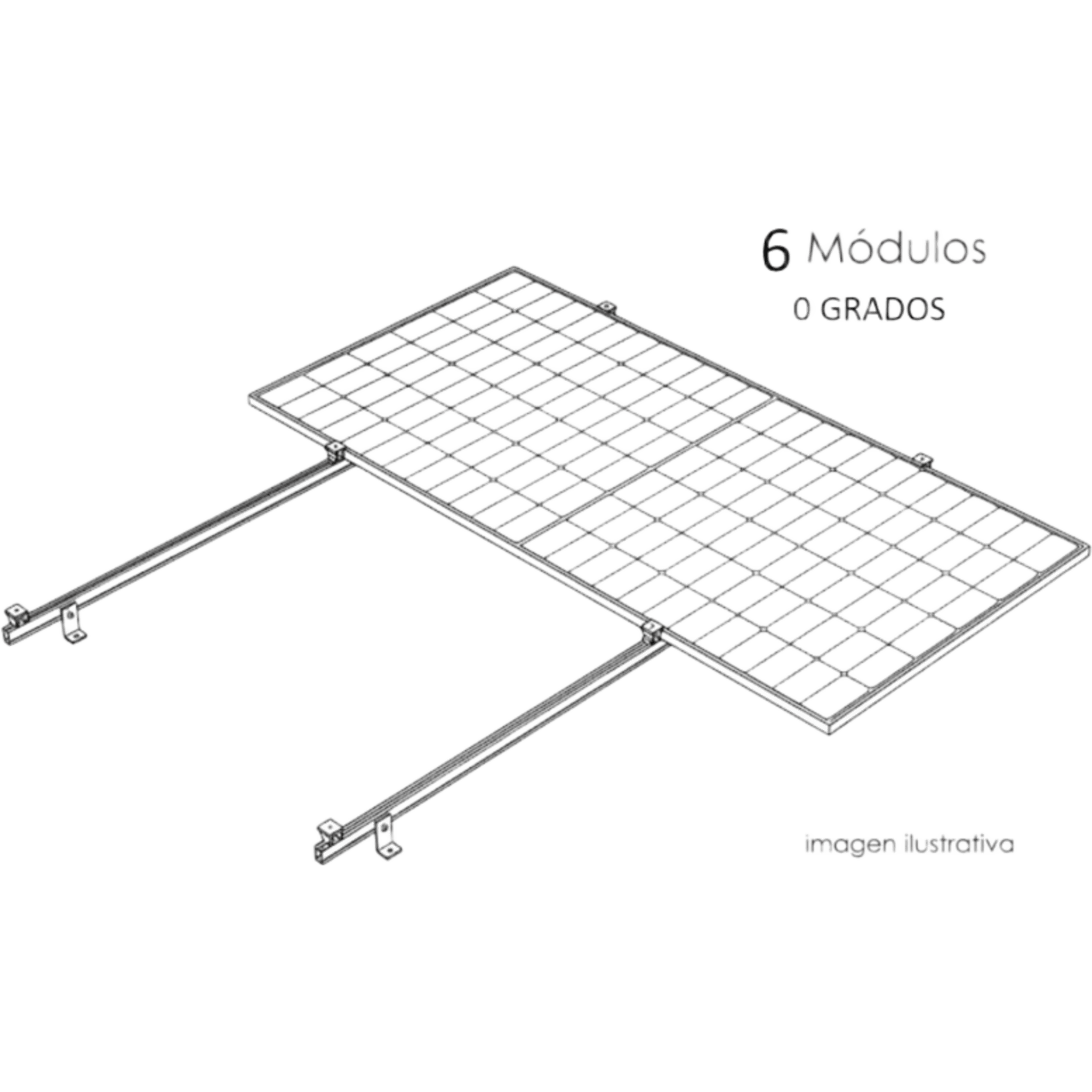 Sistema Montaje Solar / Losa Inclinada / 6 Módulos 645 W / Superficie 20 m² (215.3 ft²) / 170 km/h — BASEL · SKU KITBASEL1X6A0