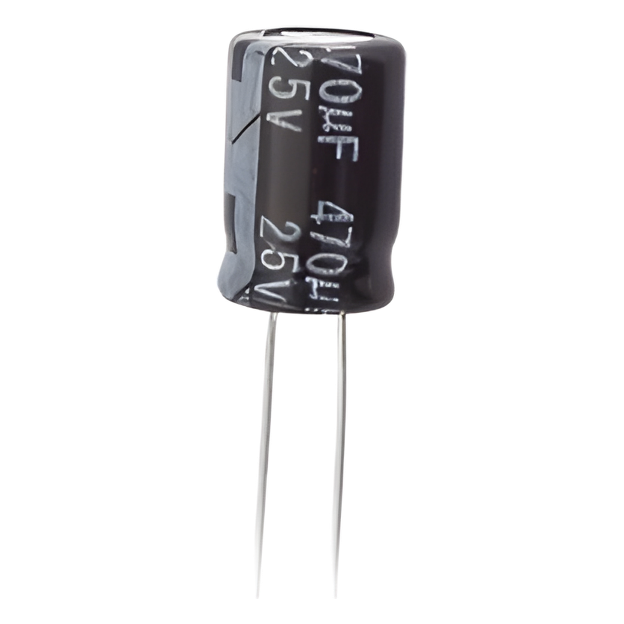 Capacitor Electrolítico de Aluminio / 470 µF / 25 Vcc / 105 °C / Radial 8 x 15 mm — SYSCOM · SKU 0470M0025V