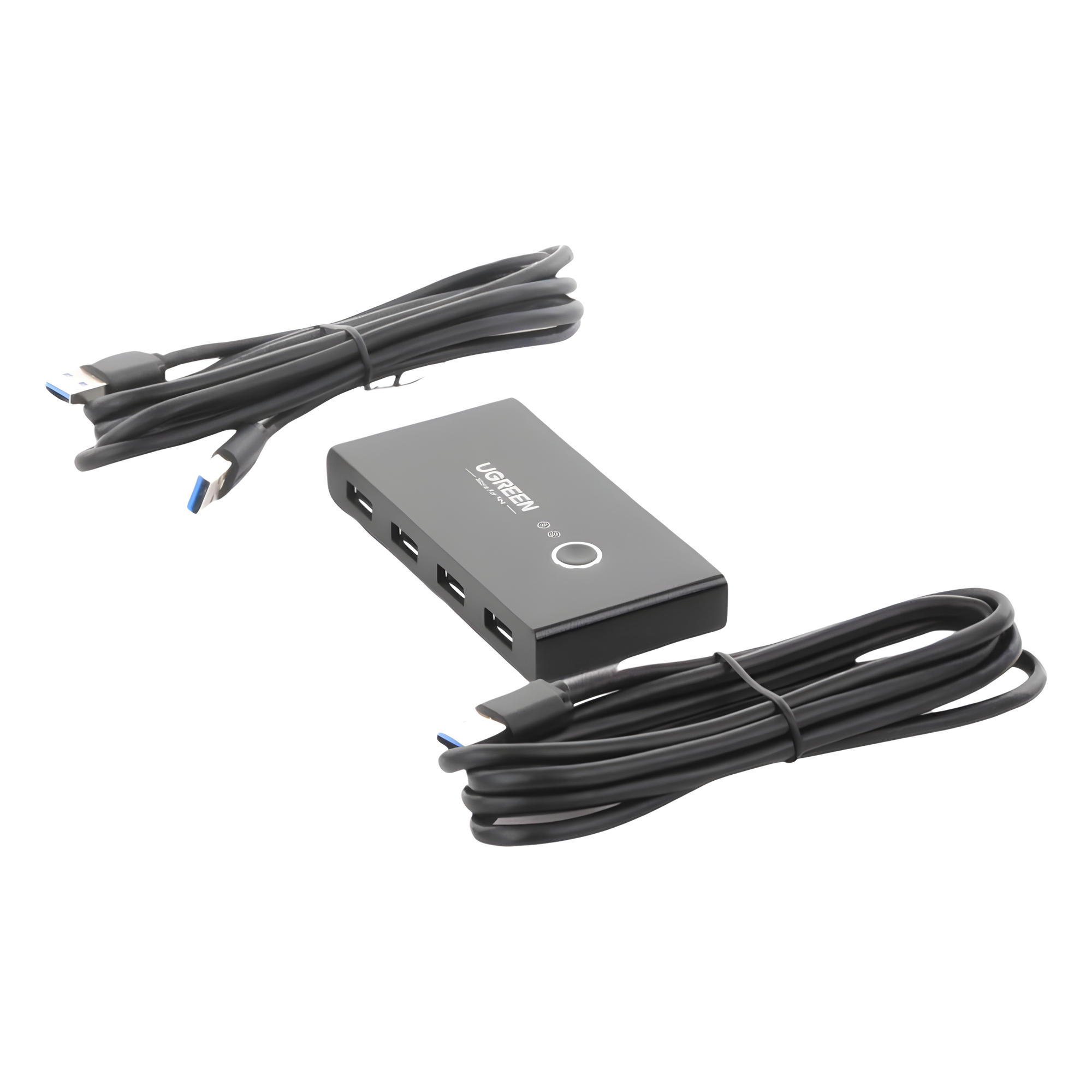 Conmutador USB para Compartir 4 Puertos USB 3.0 a 2 PC Ìs | Cambio Mediante Botón | Incluye Dos Cables USB de 1.5 m | ABS | Permite que 2 Usuarios Compartan 4 Dispositivos Periféricos USB3.0, como una impresora, un escáner, etc.