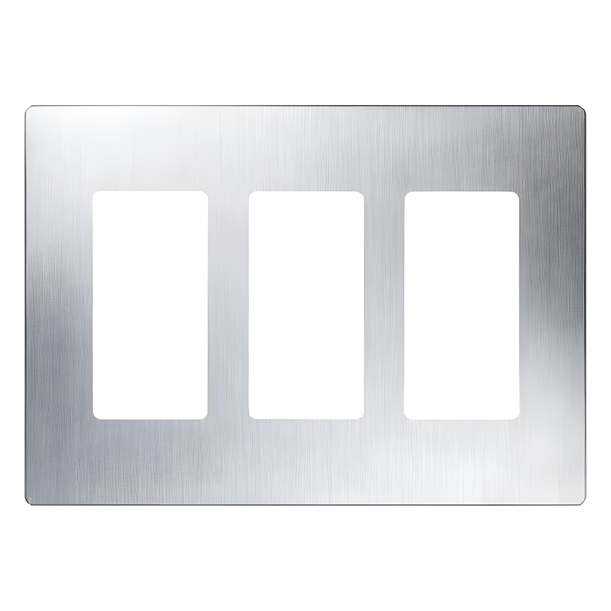 Placa de Pared Decorativa / 3 Espacios / Screwless / Acero Inoxidable / Perfil 7.6 mm / Compatible Maestro, Diva, Pico — LUTRON ELECTRONICS · SKU CW3SS