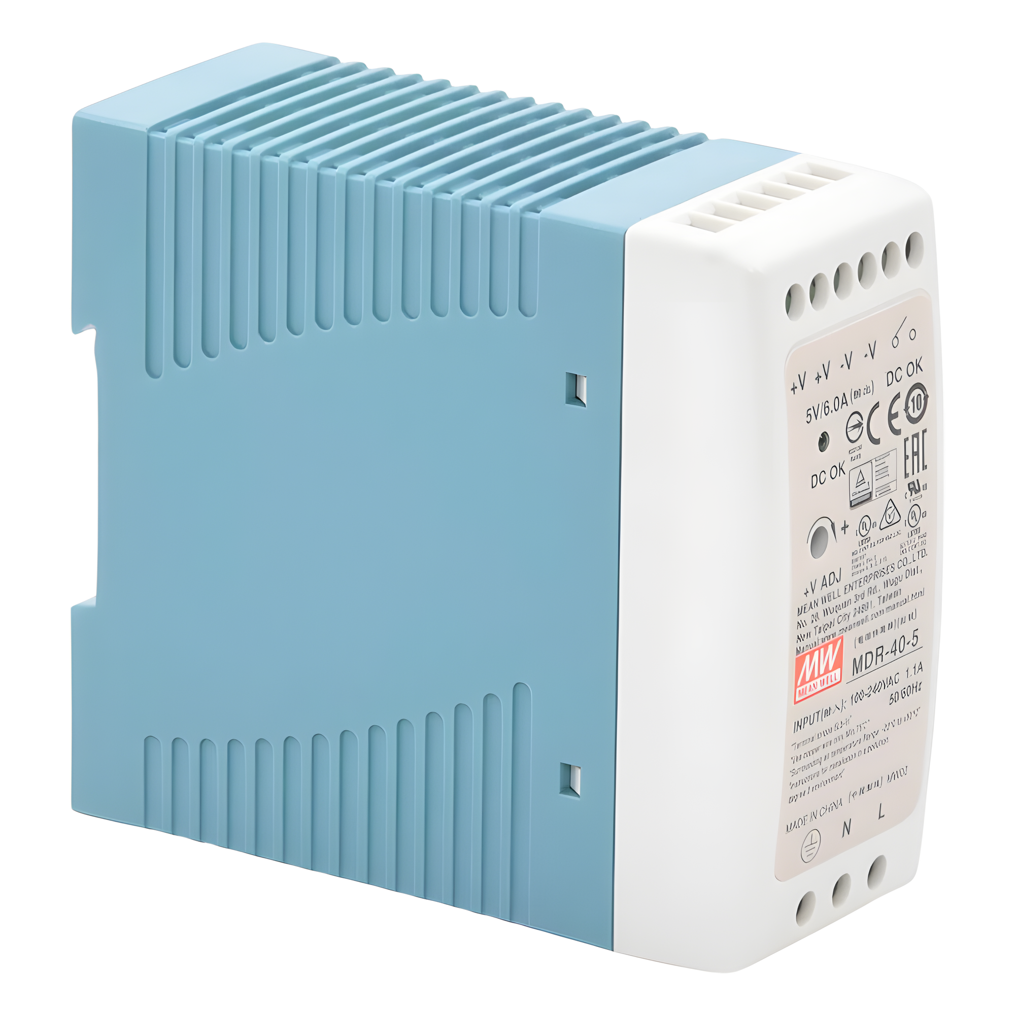 Fuente de Poder Industrial / Riel DIN / 5VCC 40W / Entrada Universal 85-264VAC / 1.31 x 3.54 x 3.94 in