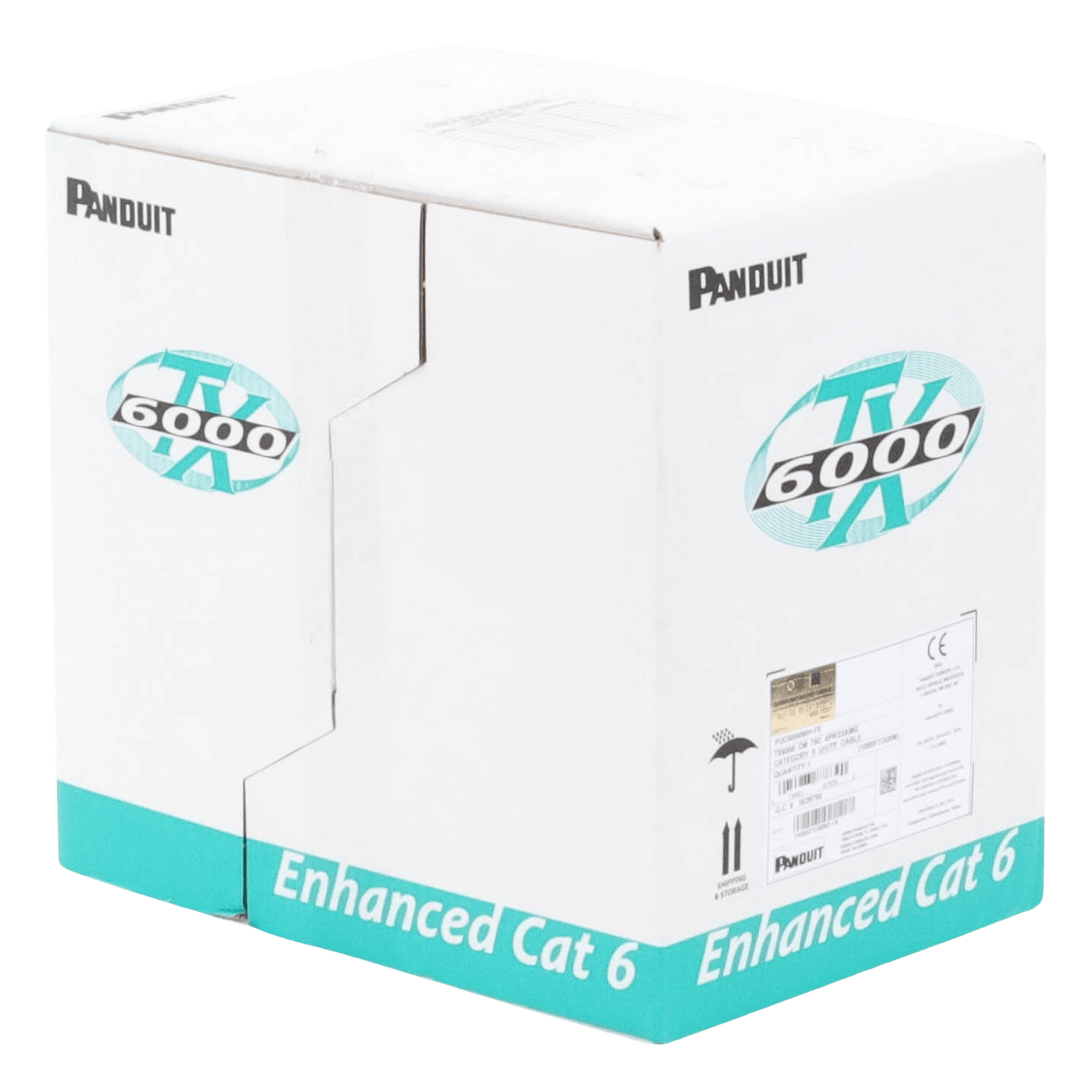 Bobina de Cable UTP / Cat 6A Mejorado / 23 AWG / 305 m (1000 pies) / 4 Pares / PVC CM / Reelex / Blanco — PANDUIT · SKU PUC6004WH-ME