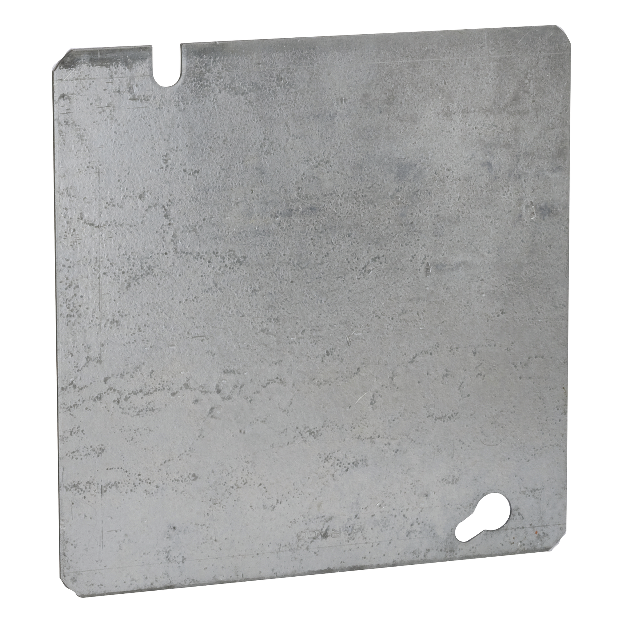Tapa Ciega Cuadrada / Acero Galvanizado / 4.688 x 4.688 in (119.1 x 119.1 mm) / UL Listed / Troquelada — RACO · SKU HUB-832