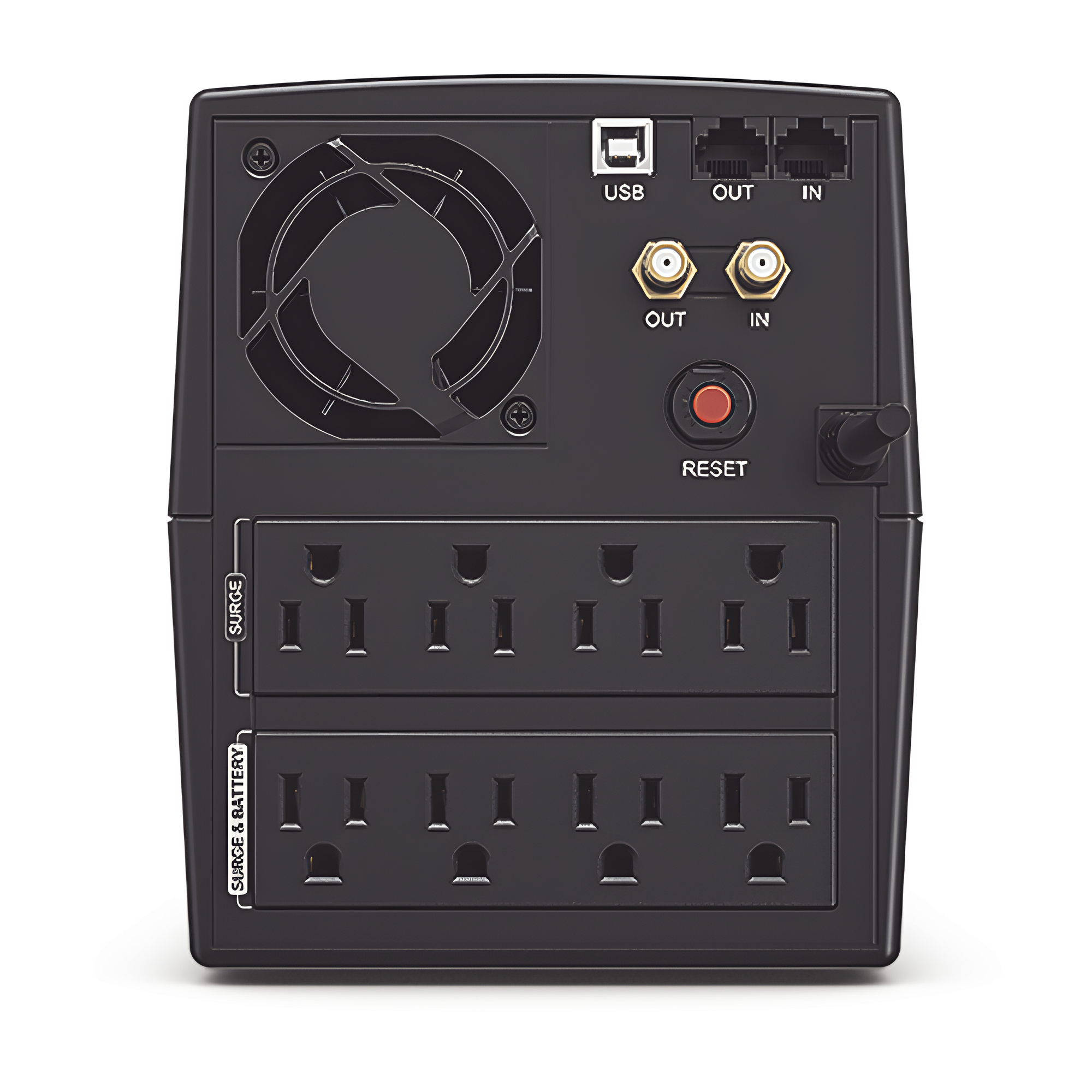 UPS de 1500 VA/900 W, Topología Línea Interactiva, Entrada 120 Vca NEMA 5-15P, y 8 Salidas NEMA 5-15R, Con Regulador de Voltaje (AVR)