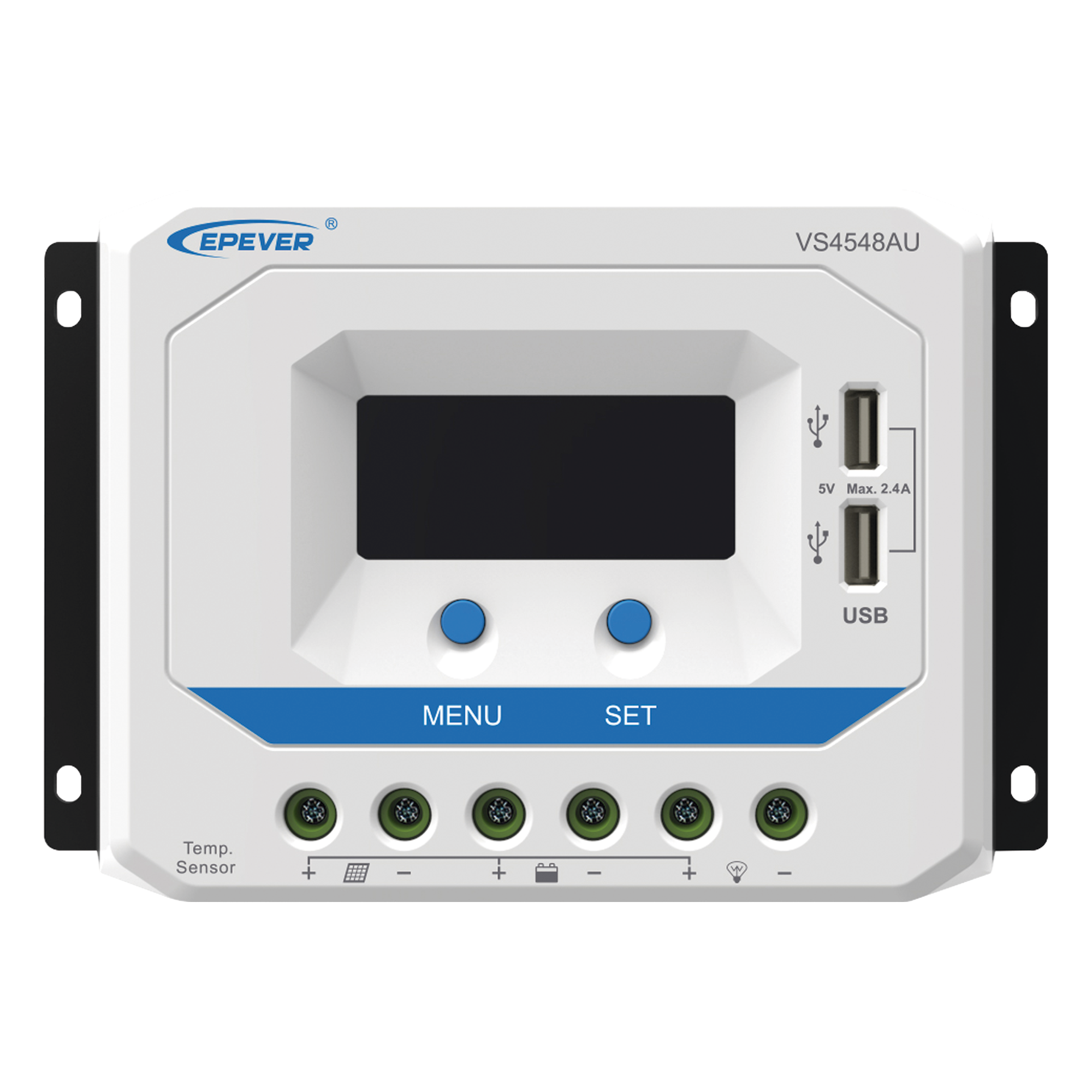 Controlador Solar de Carga PWM / 12/24/36/48 V Auto / 45 A / 96 V PV / Display LCD / USB 2.4 A / -25°C a 55°C — EPEVER · SKU VS-4548-AU