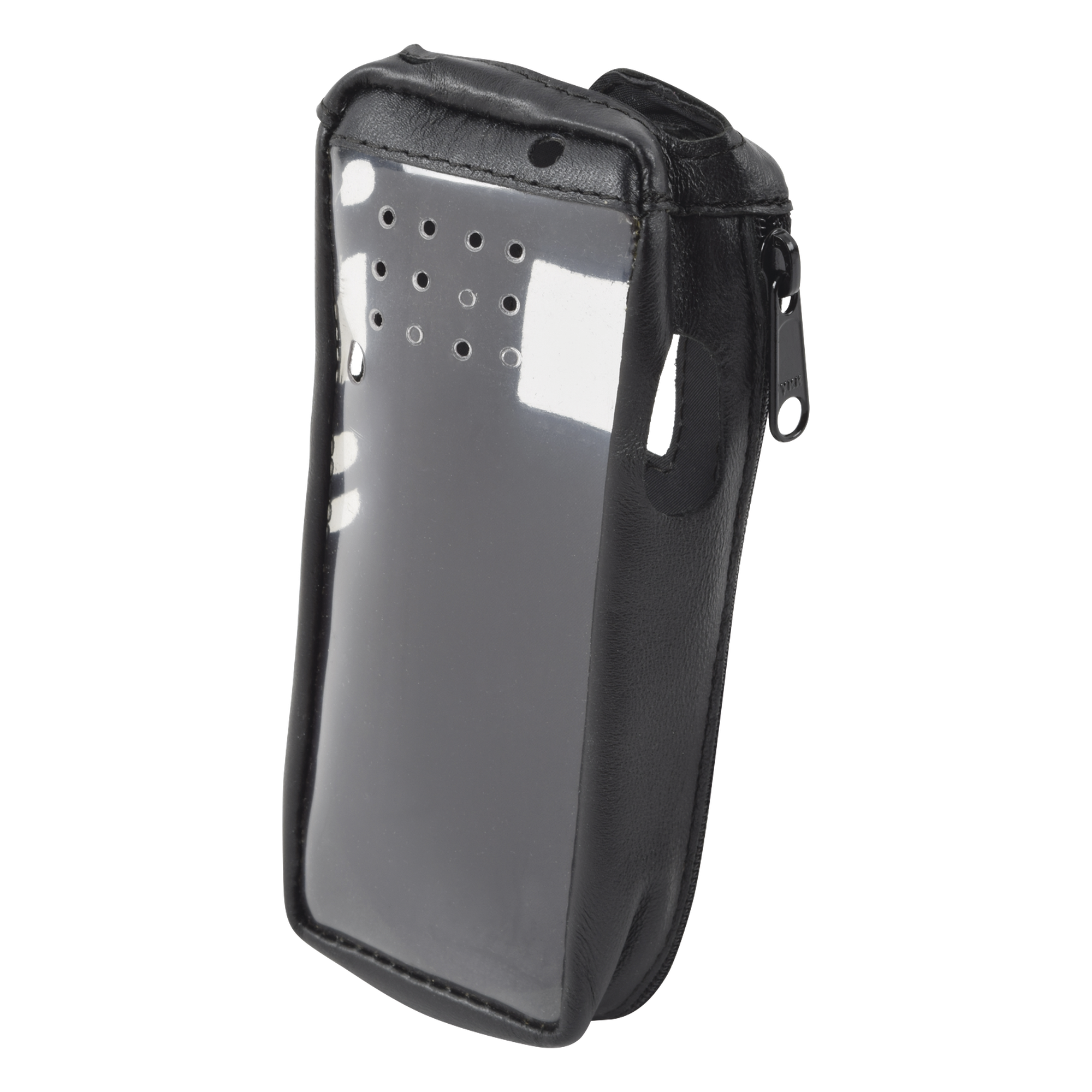 Funda de Radio Portátil / Piel Vacuno Reforzada / Ventana de Mica Industrial / Cierre Metálico Lateral / 53 x 136 x 38.9 mm — SYSCOM · SKU FSMIC-F3161
