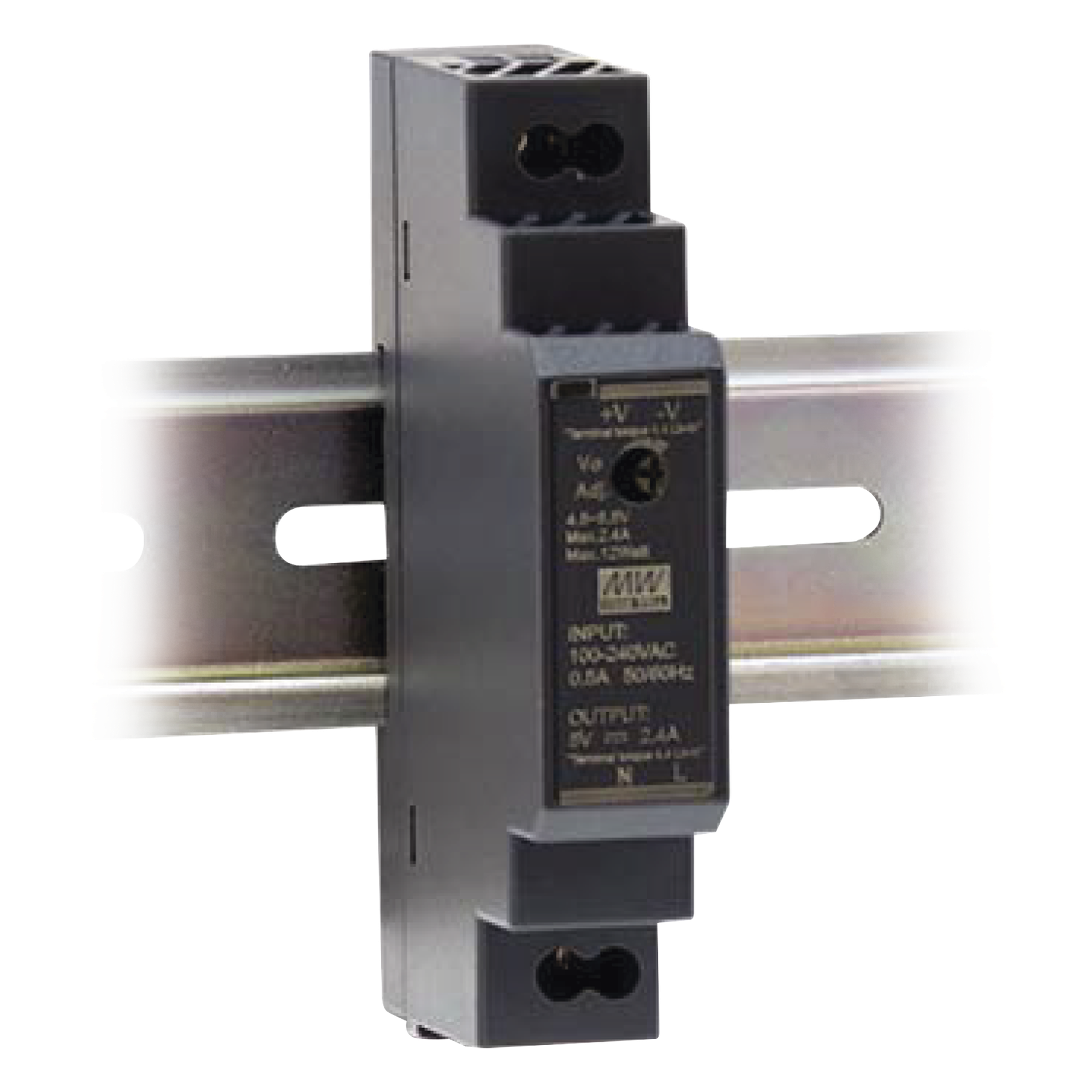 Fuente de Poder Riel DIN / 12VCC / 15W / Entrada Universal 85-264VAC / Ultra Delgada 17.5mm — MEANWELL · SKU HDR-15-12