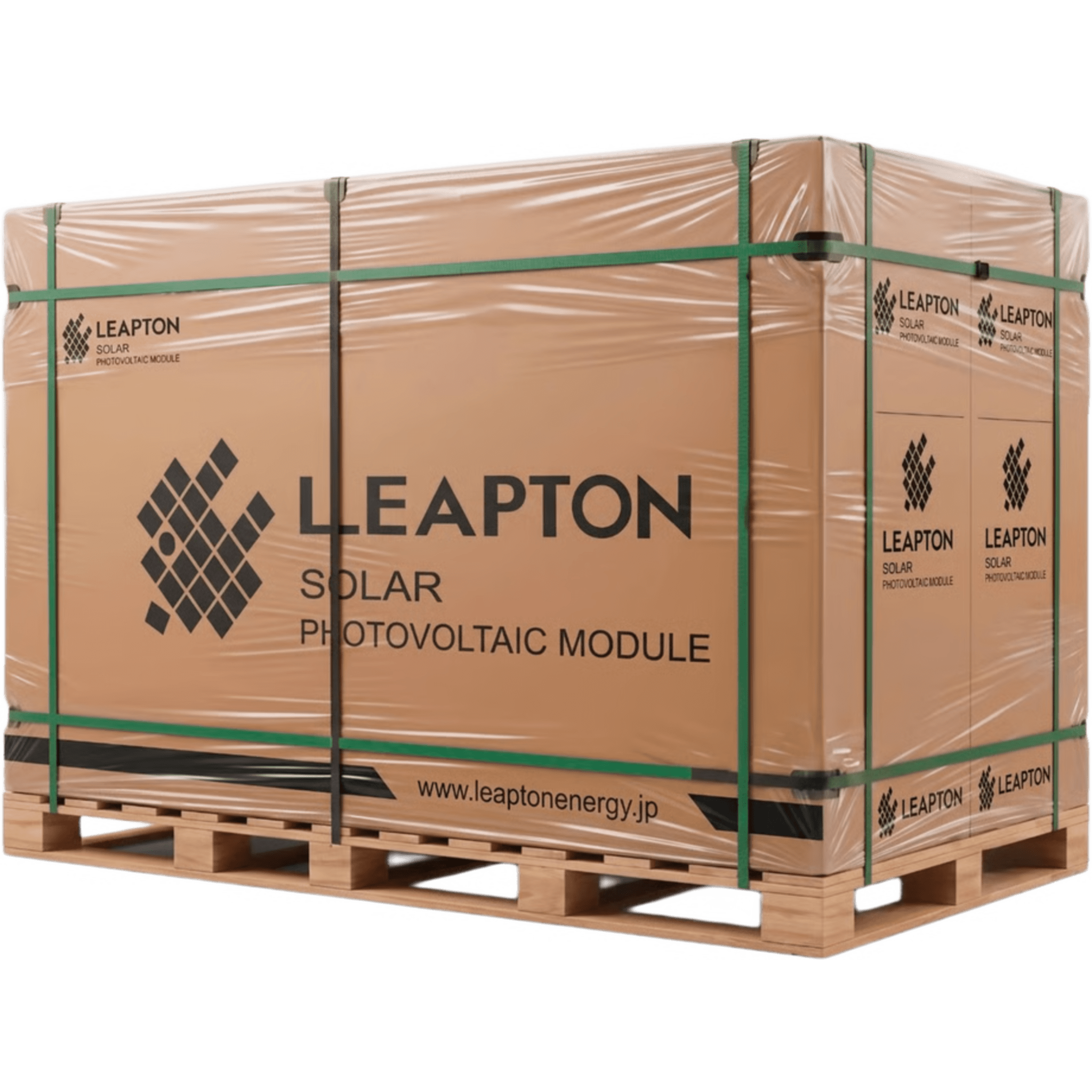 Pallet con 37 piezas de Modulo Solar LP182*210M66NB620WBLK, 620 W BIFACIAL, 49.75 Vcc, Monocristalino TOPCon — LEAPTON · SKU LP182*210M66NB620WBLK/37PALLET