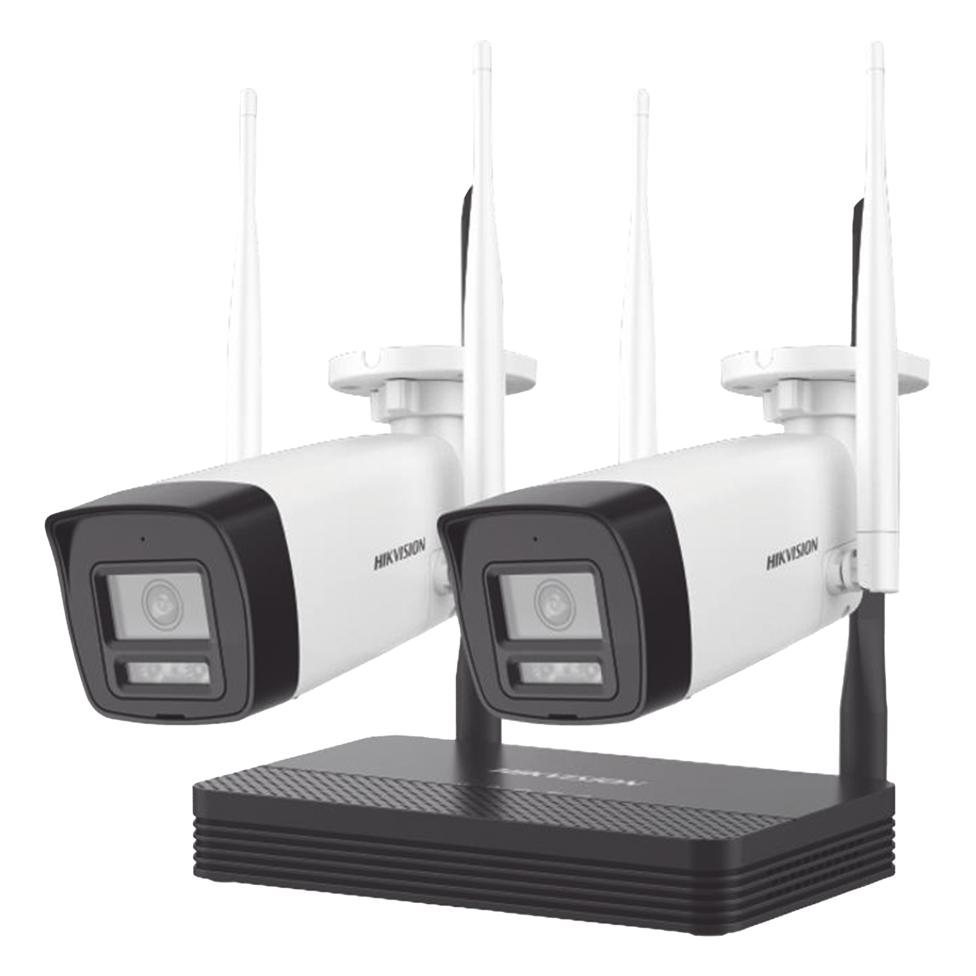 Kit de Videovigilancia IP Inalámbrico / 2 Megapixel / NVS 4 Canales / 2 Cámaras Bala / Dual Light IR 30 m (98.4 ft) + Luz Blanca 20 m (65.6 ft) / Wi-Fi 2.4 GHz / Audio Bidireccional / IP66 — HIKVISION · SKU NKS422W0H
