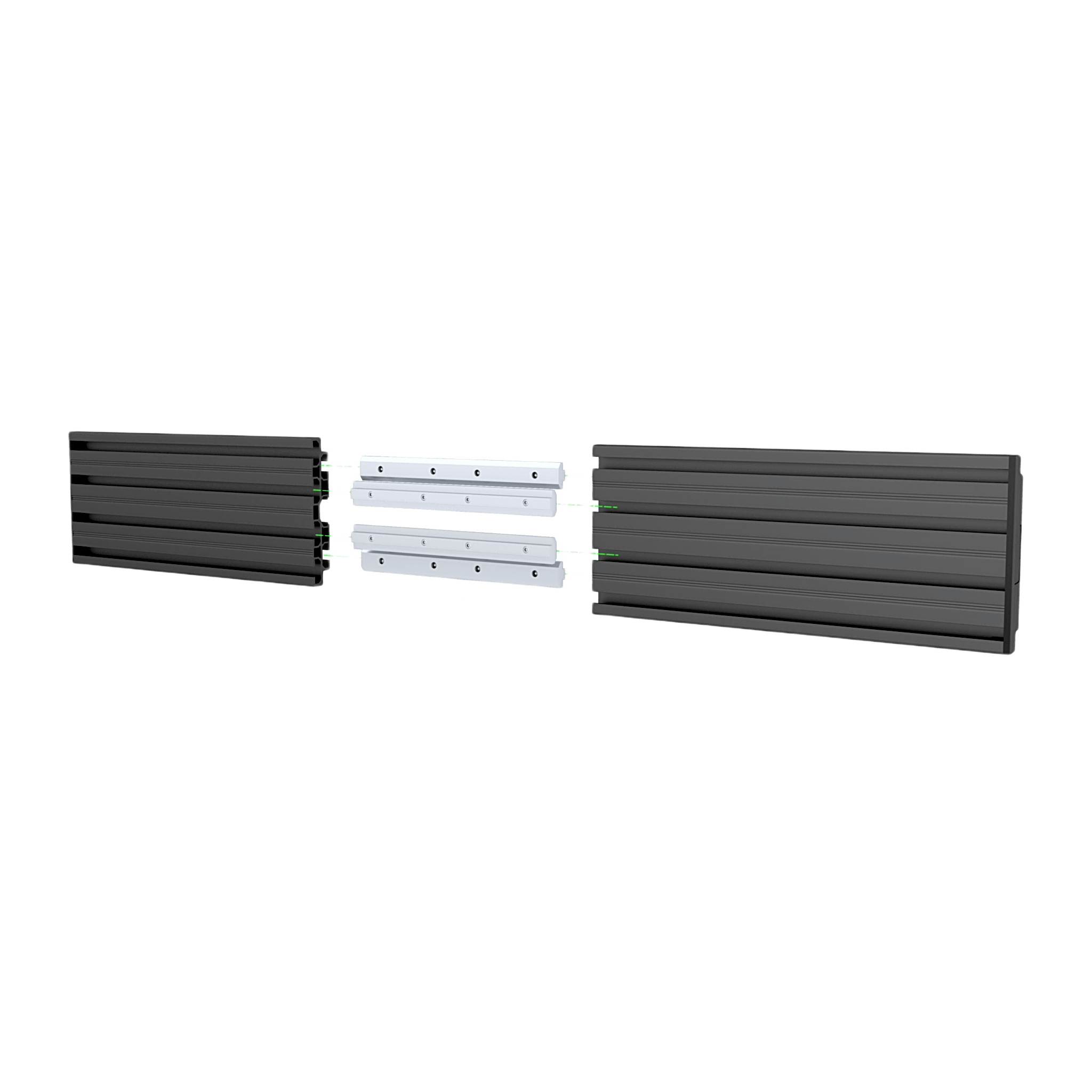Accesorio_ Riel de Aluminio con Longitud 1000 mm |  Incluye Tapas laterales  | Compatible con estructura para Videowall | Diseño Modular