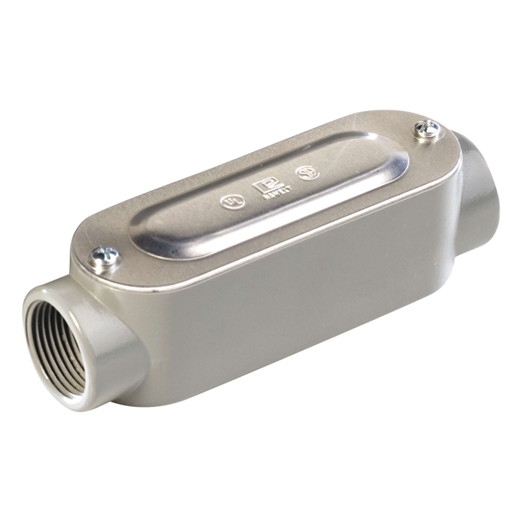 Caja de Registro Ovalada Tipo C / 1 1/2" (38.1 mm) / Aluminio Diecast / Rosca NPT / Hermética / UL y CSA — RAWELT · SKU OC-2626C